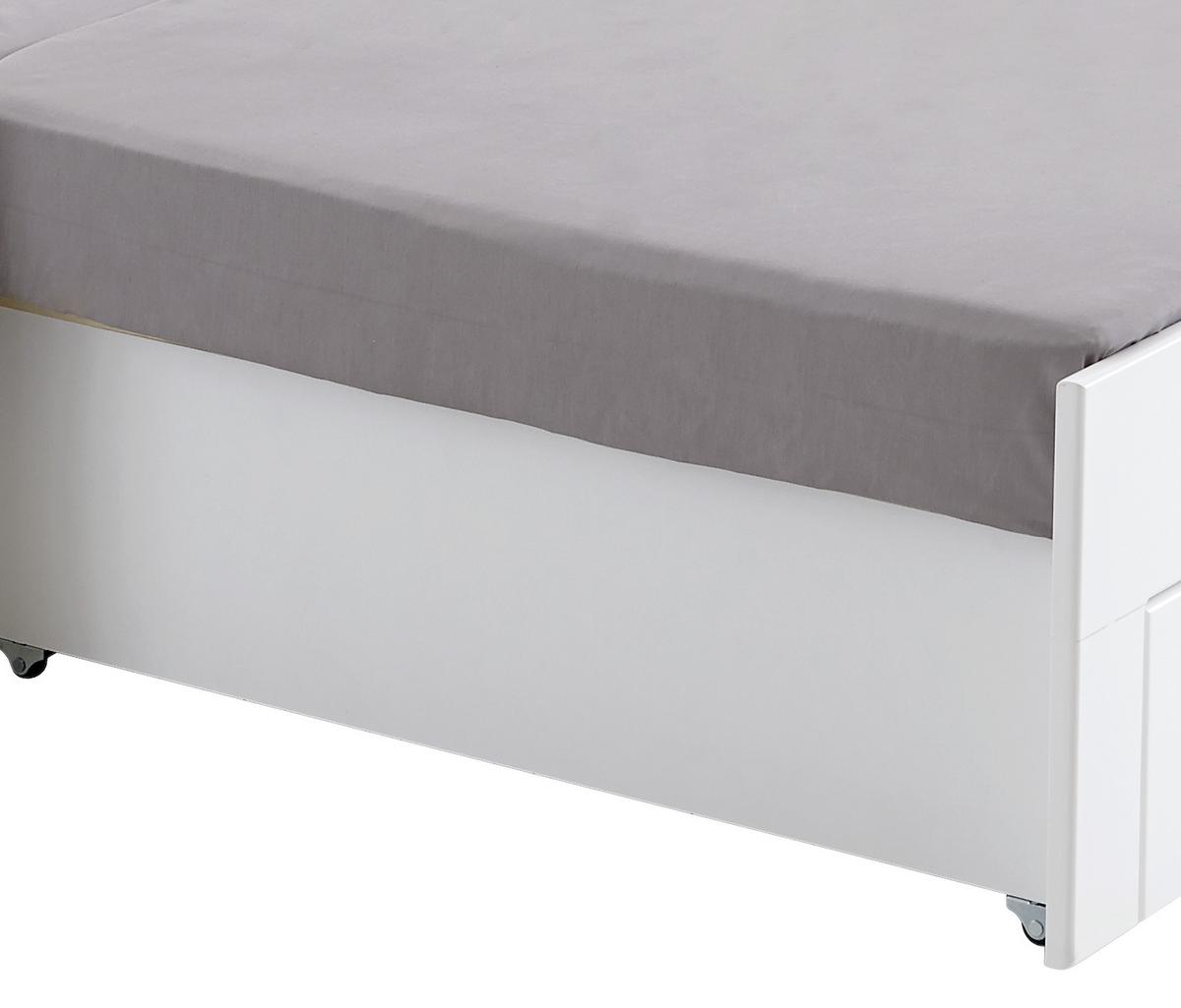 Tárolós Ágy Anna - bükkszínű/fehér, Modern, faalapú anyag/fa (90/200cm)