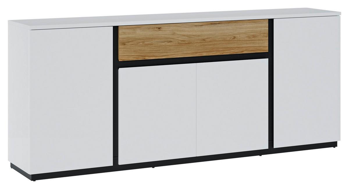Sideboard Novena Alpinweiß B: 208,8 cm - Eichefarben/Schwarz, Trend, Holzwerkstoff (208,8/87,3/40cm)