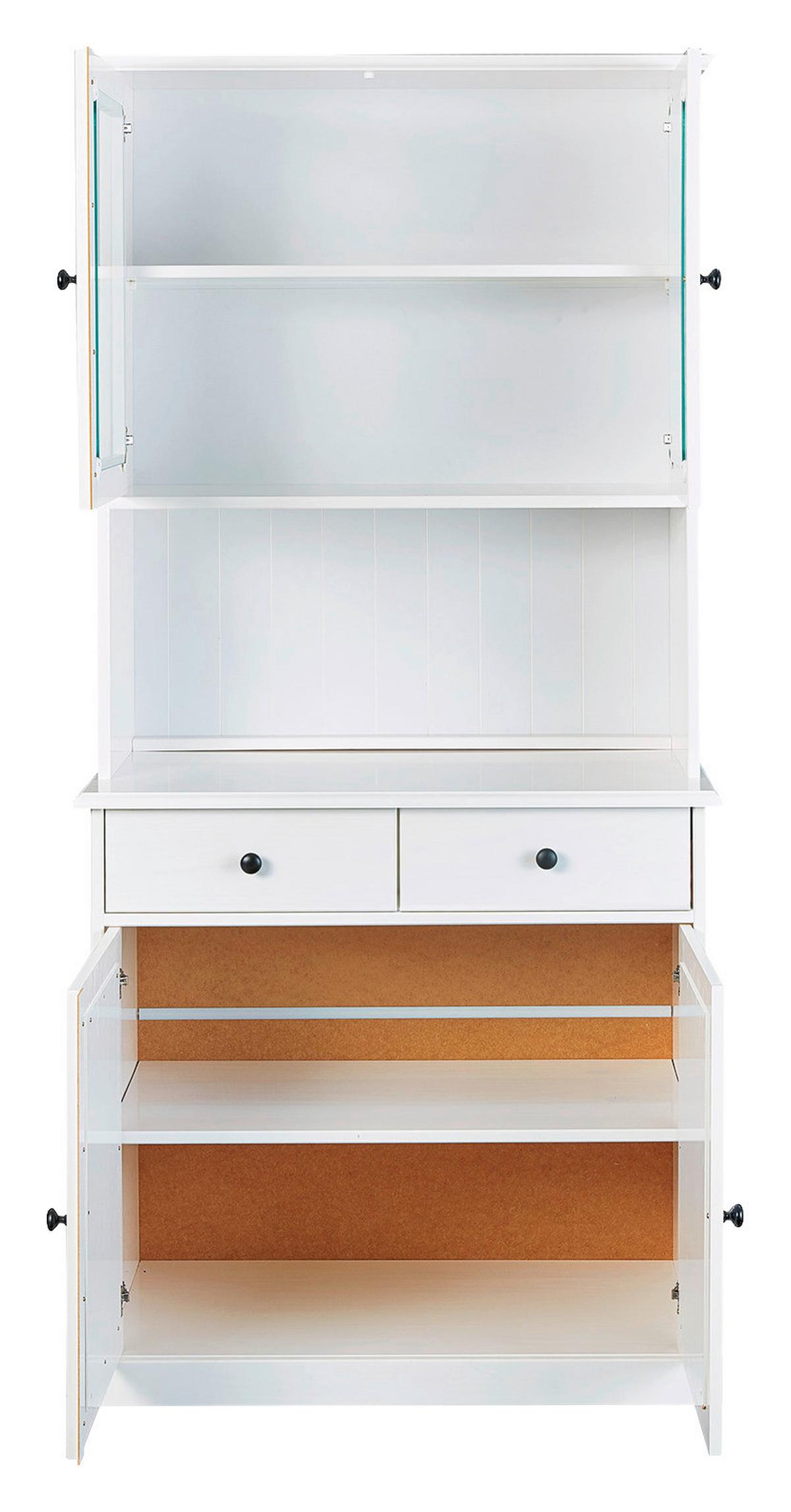 Kredenz Westerland B: 90 Cm Echtholz Weiß 4-Türig - Weiß, Basics, Glas/Holz (90/191/45cm) - MID.YOU