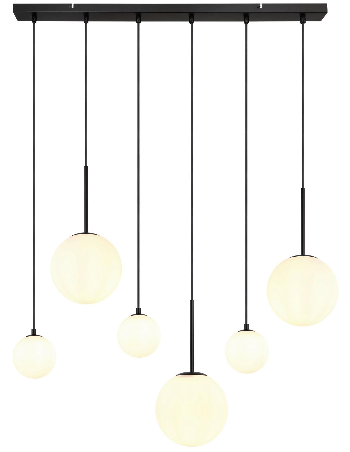 Hängeleuchte 15168-6 - Schwarz, KONVENTIONELL, Glas/Metall (91/20/117cm) - Globo