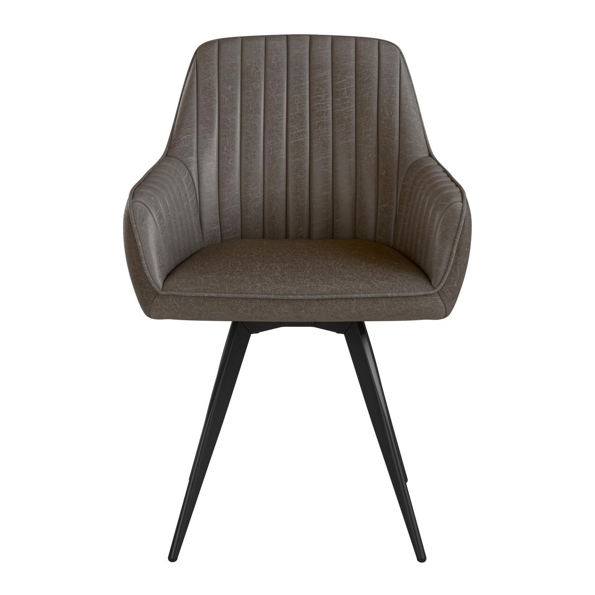 Stuhl Bella Webstoff Braun, 360° drehbar - Schwarz/Braun, KONVENTIONELL, Textil/Metall (63/90/61cm)