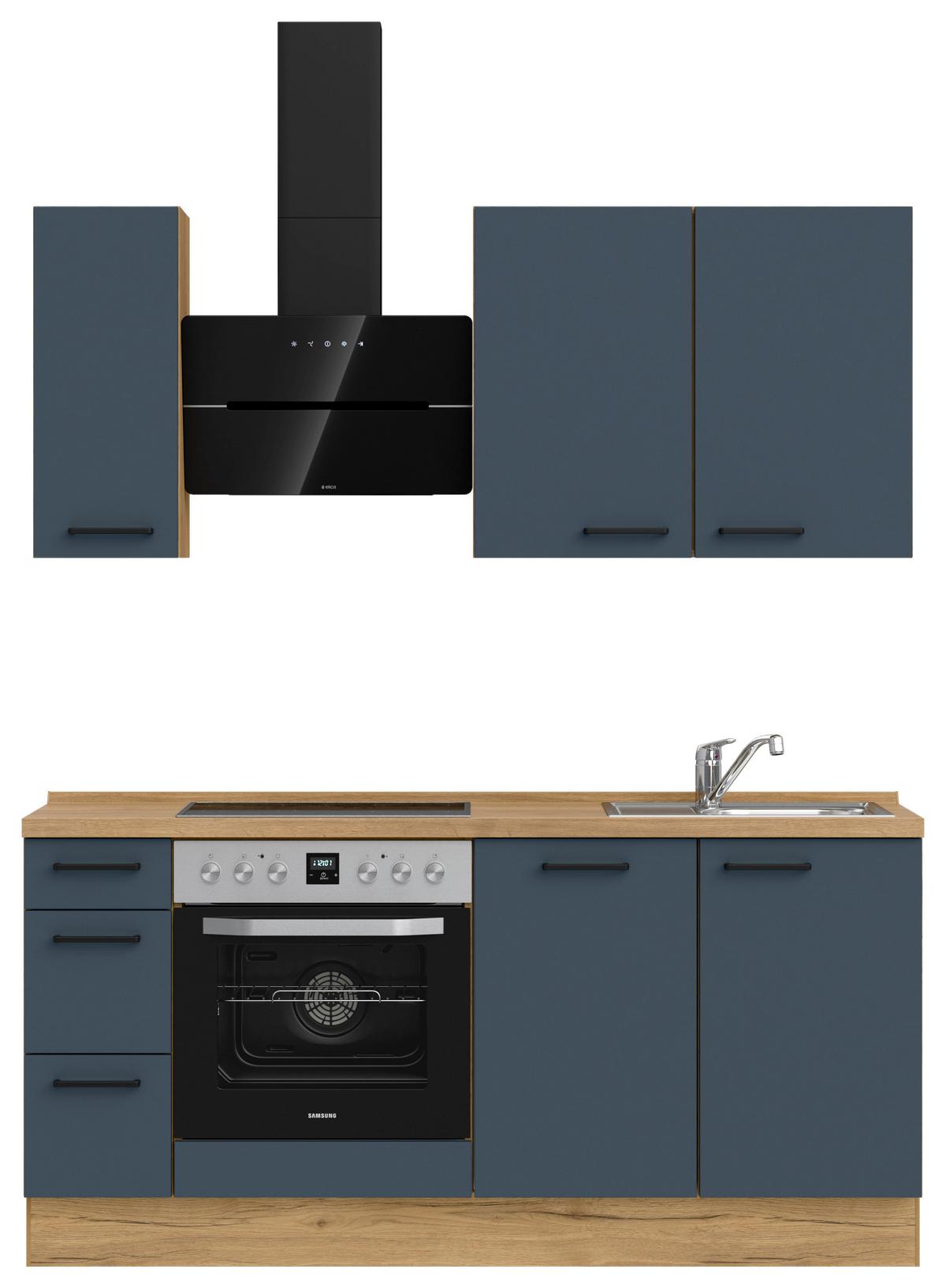 Küchenleerblock Easytouch High-Line, H1 Links - Blau/Eichefarben, MODERN, Holzwerkstoff (180cm) - Nobilia