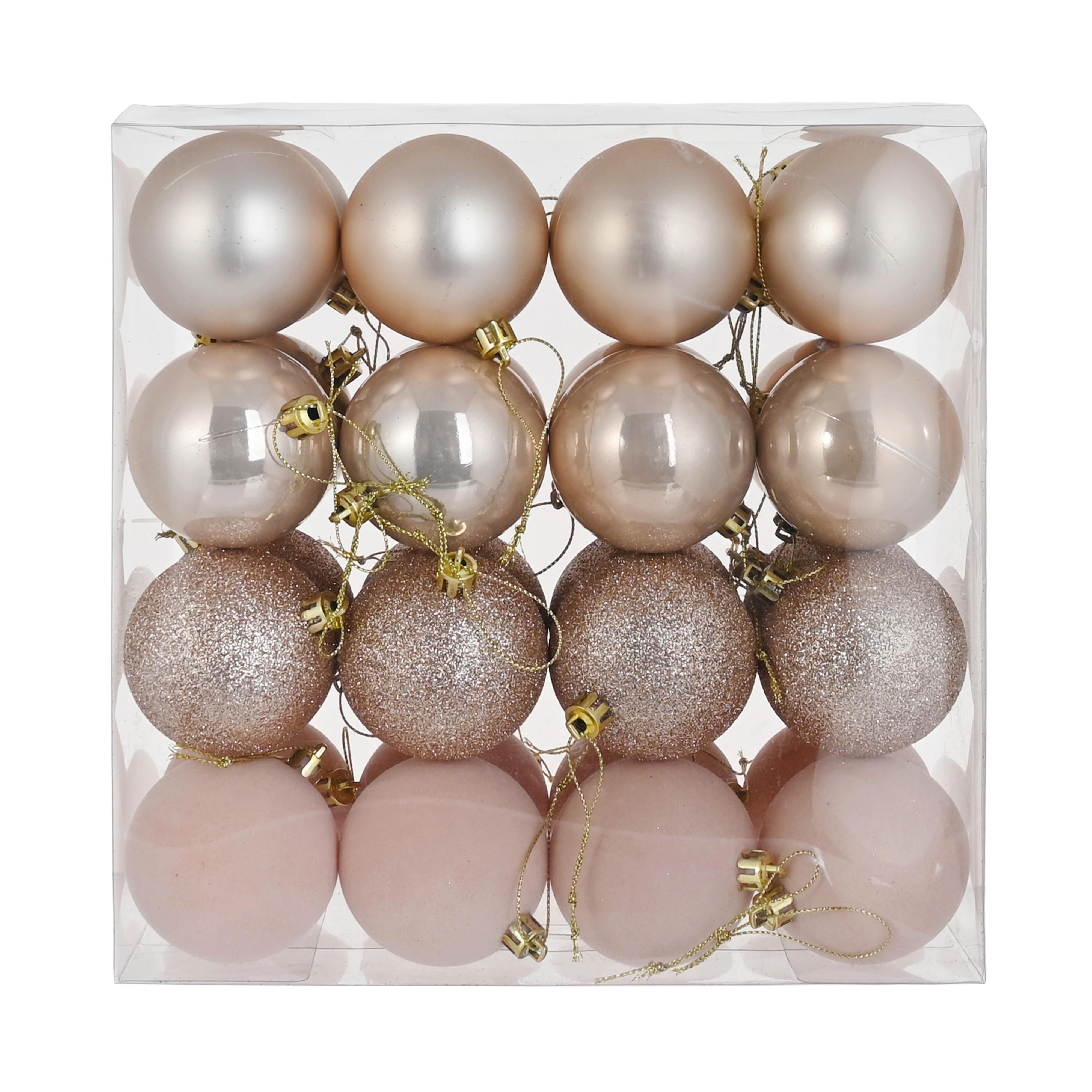 Baňka na vánoční stromeček 32 ks/ bal - šampaňská, Konvenční, plast (6cm) - Mömax