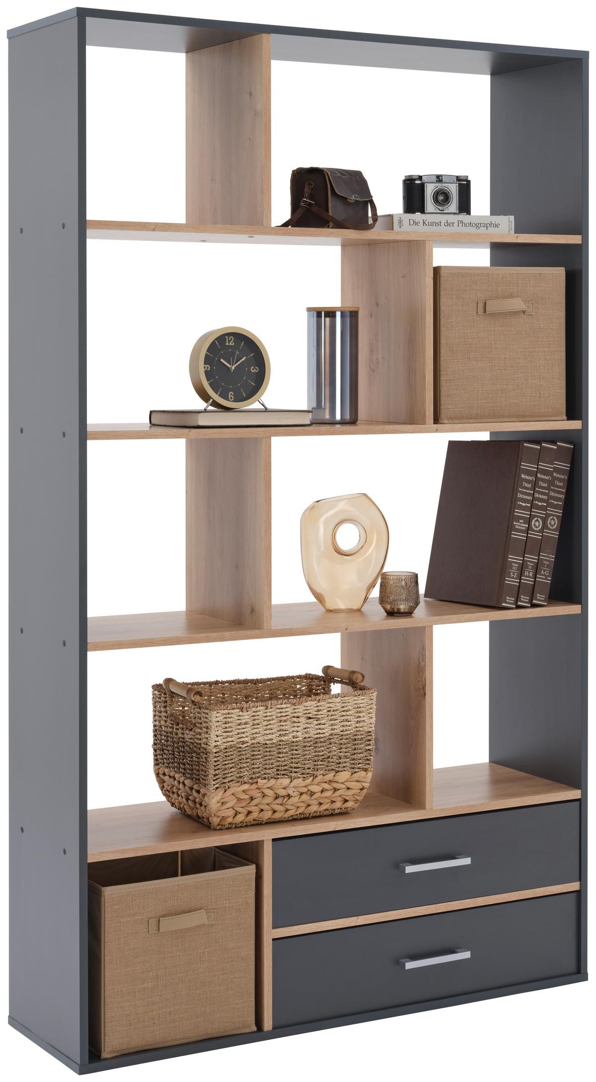 Regal Roberto 2 antracit/dub Artisan - antracitová/dub artisan, Trend, kompozitní dřevo/plast (110/184,6/32cm)
