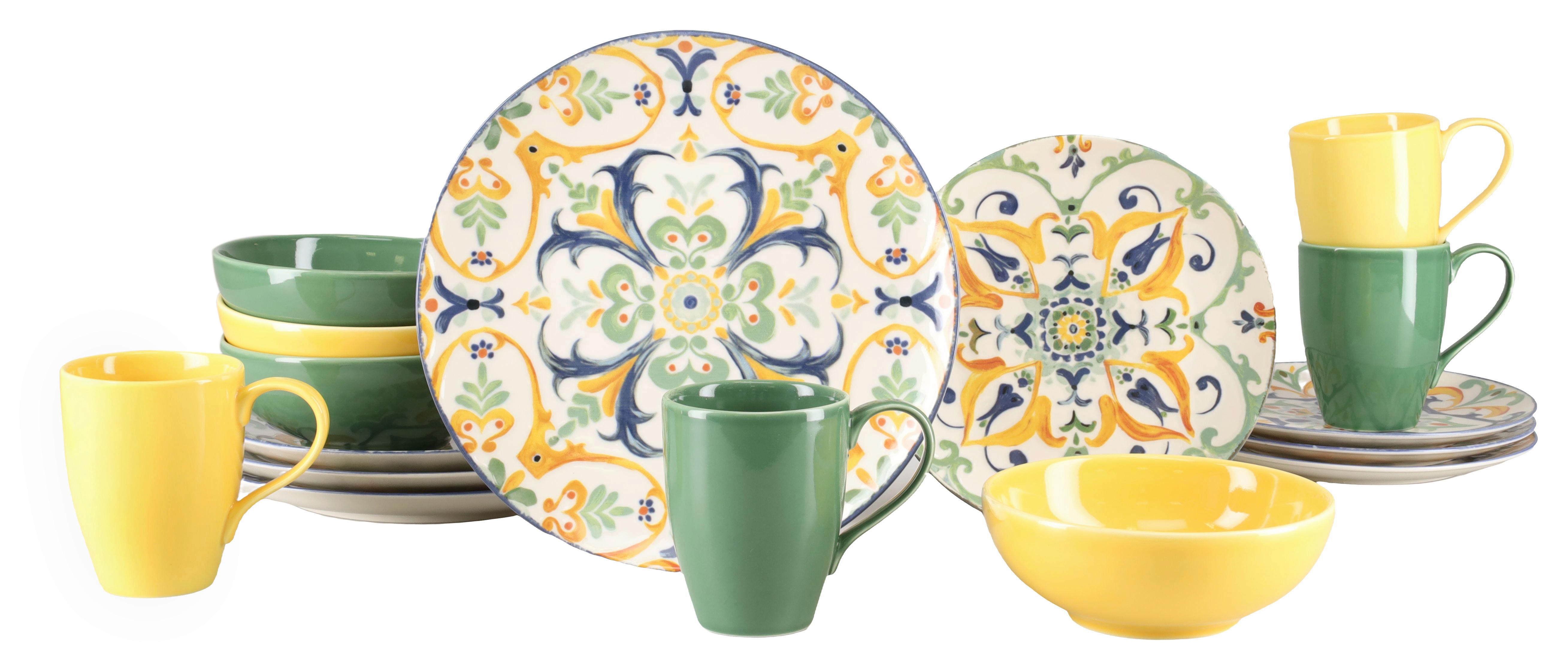 Kombiservice Giardini bunt Steinzeug, 16 -Teilig. - Multicolor, Basics, Keramik - Creatable
