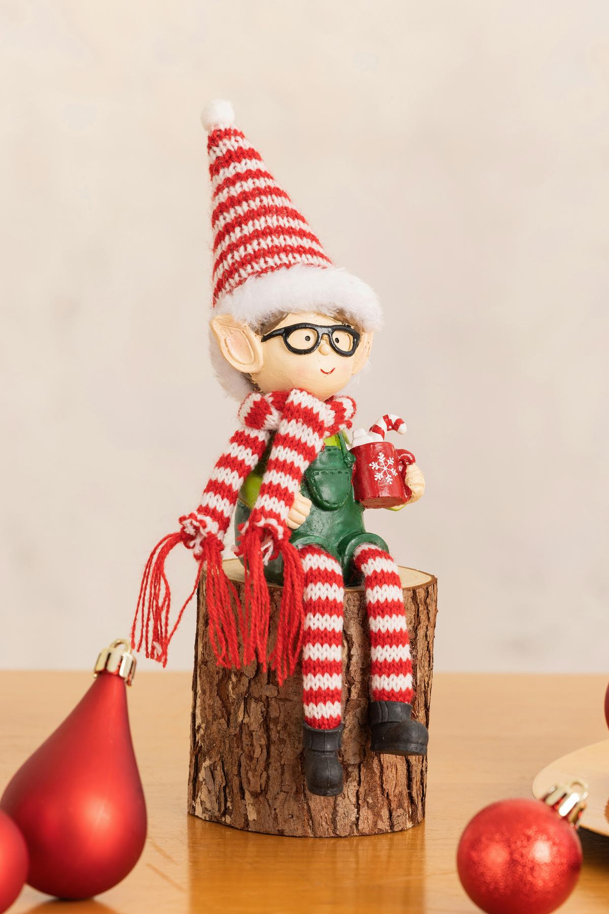 Dekoelfe Anion - Rot/Schwarz, KONVENTIONELL, Kunststoff/Textil (6,5/4,5/26cm) - Luca Bessoni