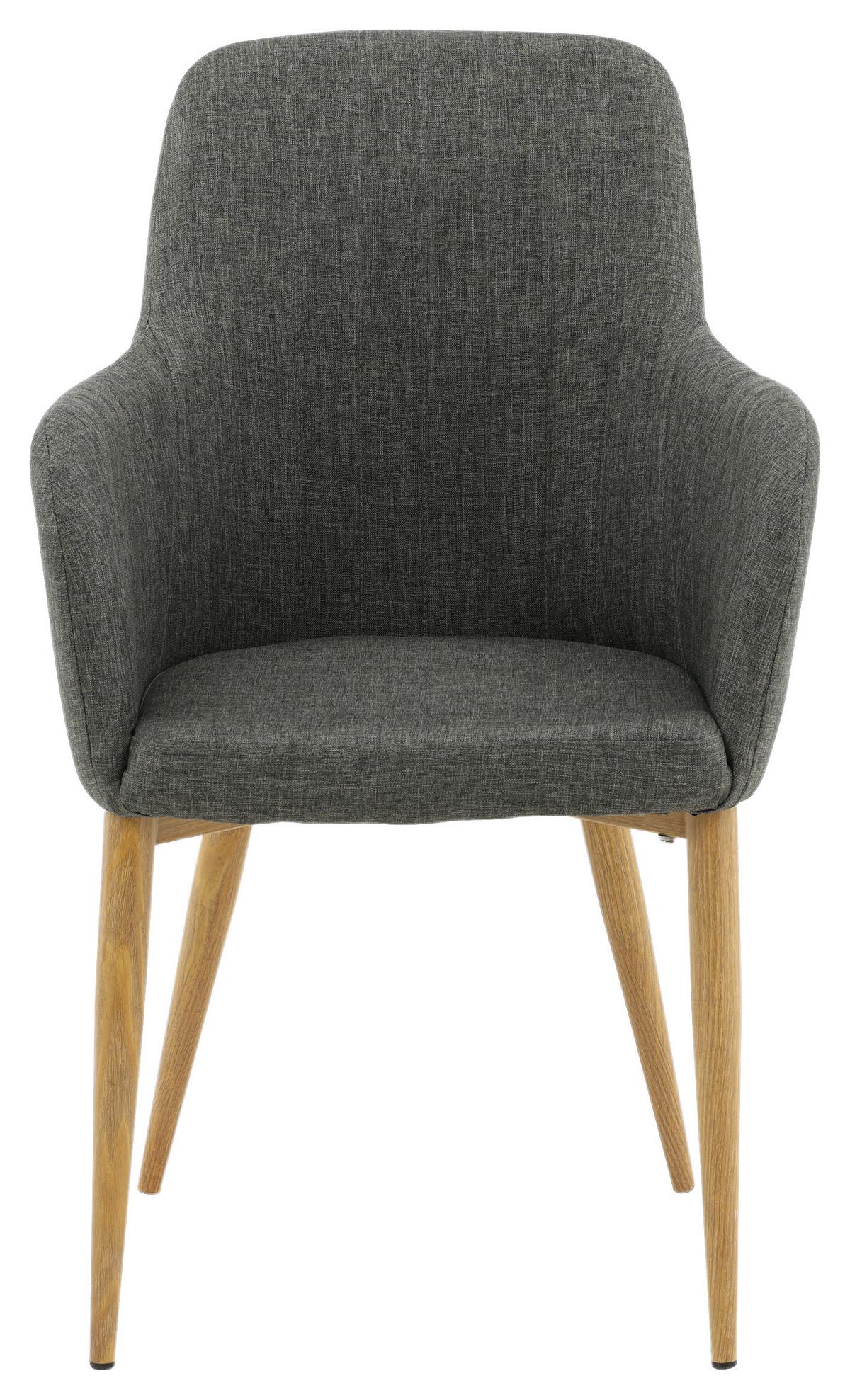 Stuhl-Set Comfort - Dunkelgrau/Naturfarben, Design, Textil/Metall (57/93/62cm) - Livetastic