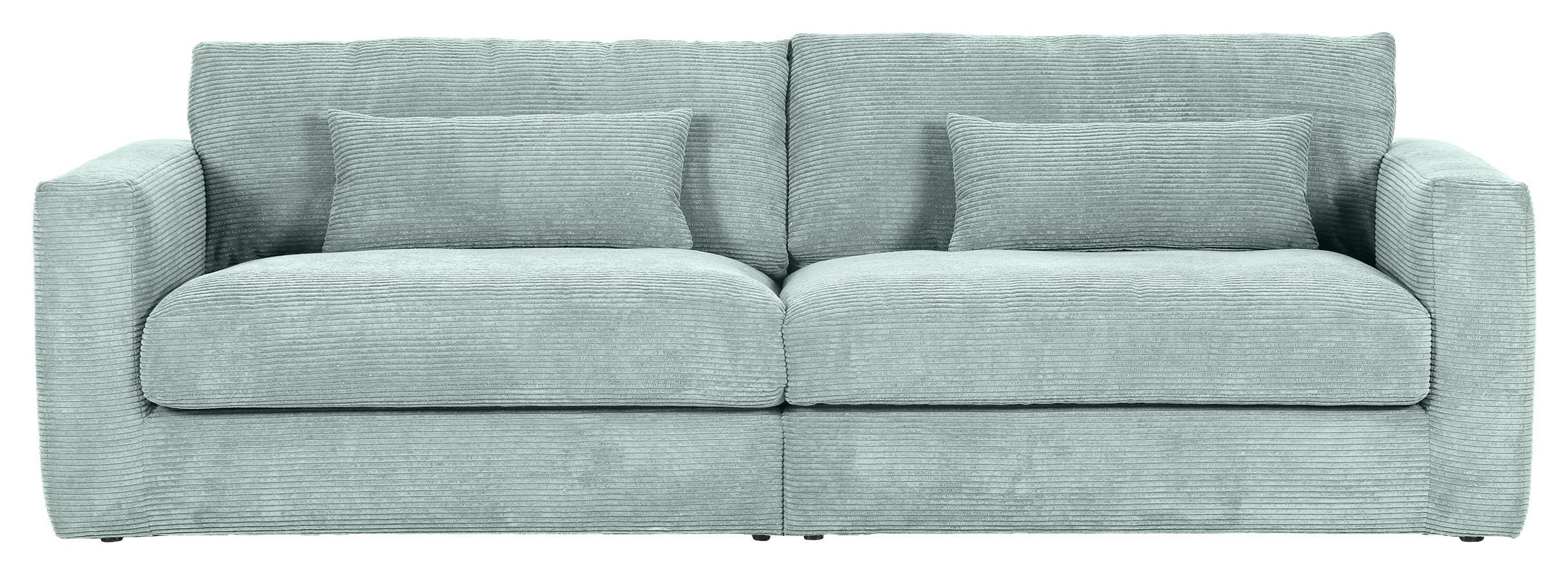 Bigsofa Manolis B: 260 cm Mintgrün Cord - Schwarz/Mintgrün, KONVENTIONELL, Textil (260/66/115cm) - MID.YOU