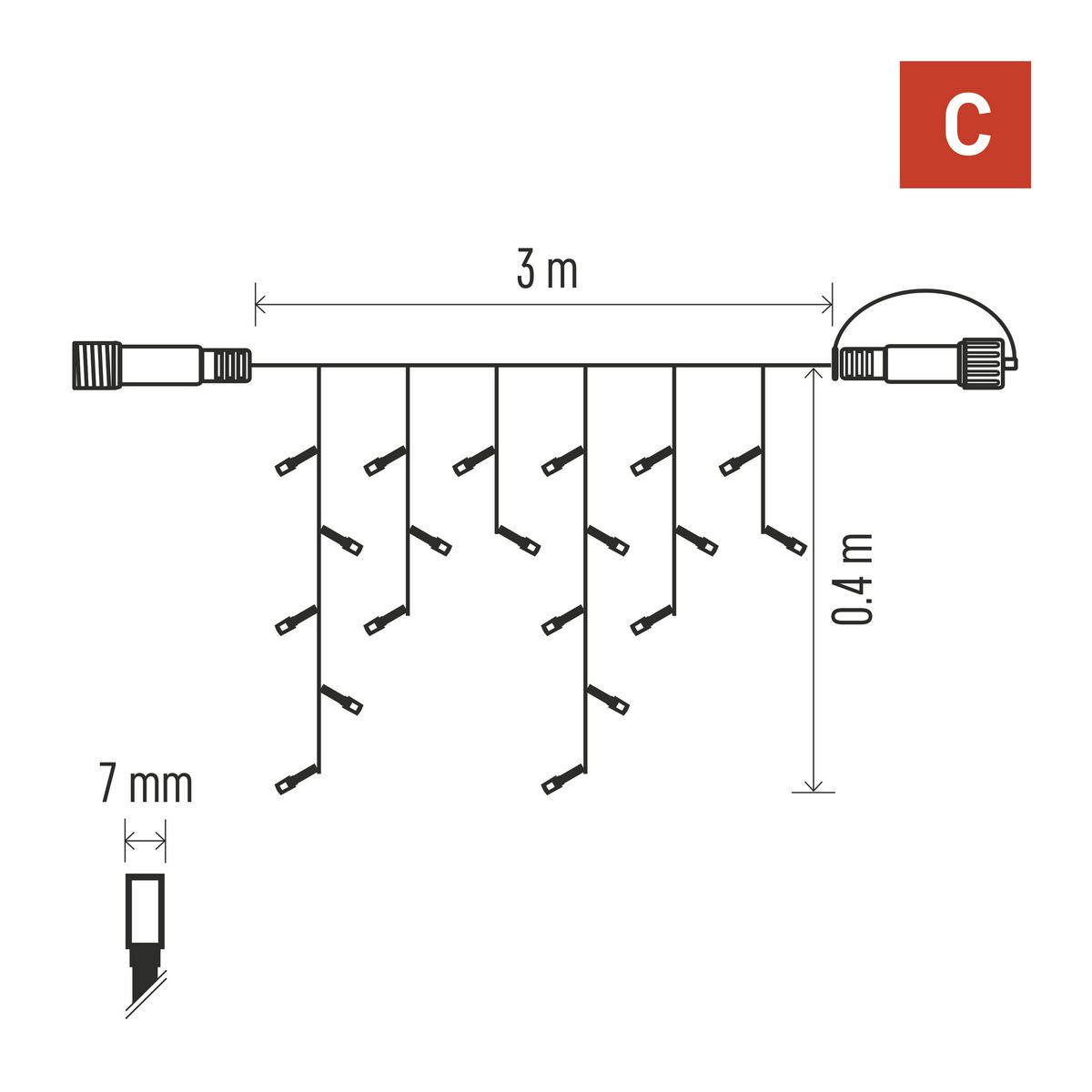 Fényfüzér 3 Méter - fekete, Basics, műanyag (300cm)