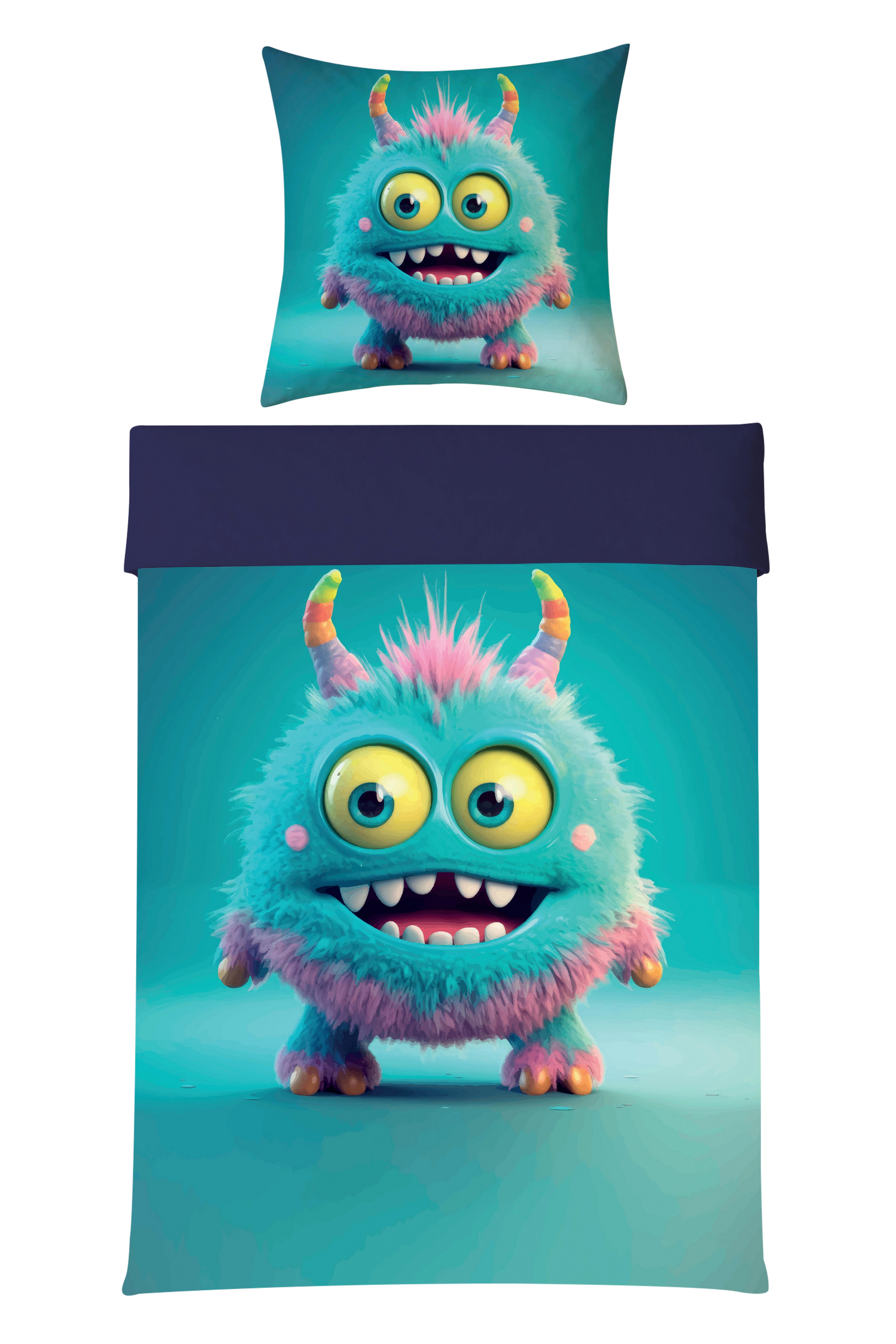 BETTWÄSCHE MONSTER - Blau, KONVENTIONELL, Textil - BUNINO