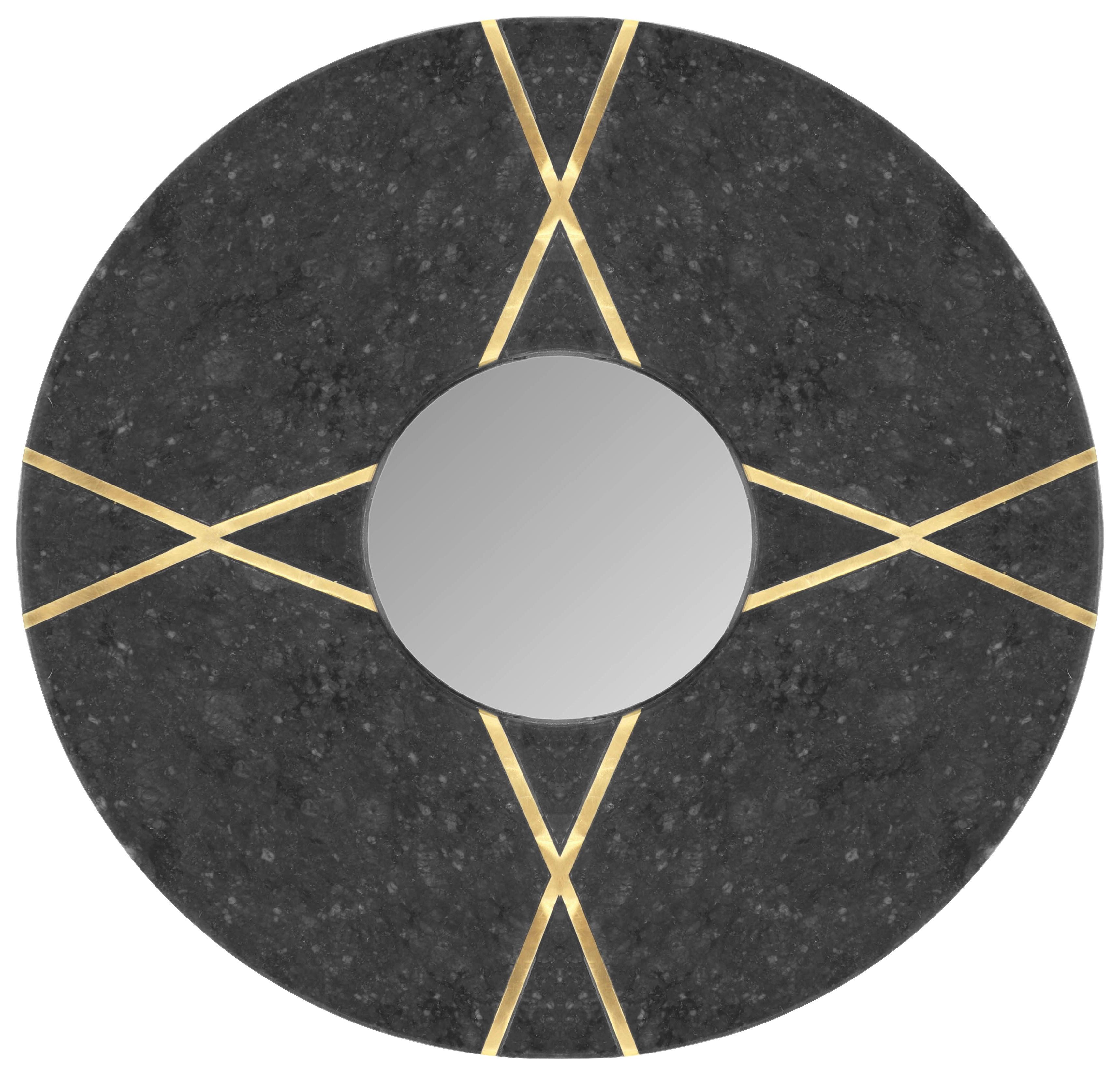 Nástenné zrkadlo DEXTER - čierna, Design, kompozitné drevo/kameň (30/30/2cm) - MID.YOU