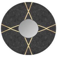 Nástenné zrkadlo DEXTER - čierna, Design, kompozitné drevo/kameň (30/30/2cm) - MID.YOU