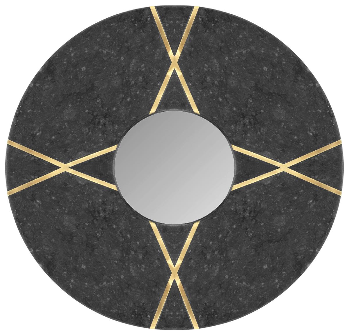 Nástenné zrkadlo DEXTER - čierna, Design, kompozitné drevo/kameň (30/30/2cm) - MID.YOU