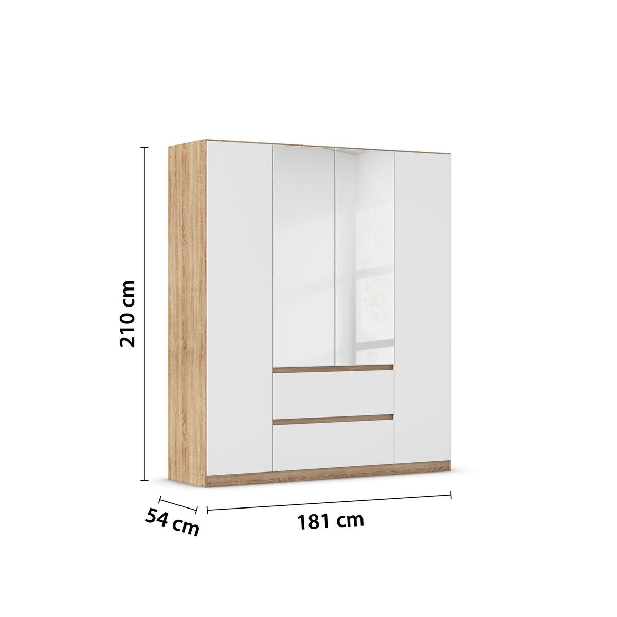 Drehtürenschrank Mainz Eichefarben B: 181 Cm - Eichefarben/Weiß, Basics, Holzwerkstoff (181/210/54cm) - Rauch Möbel