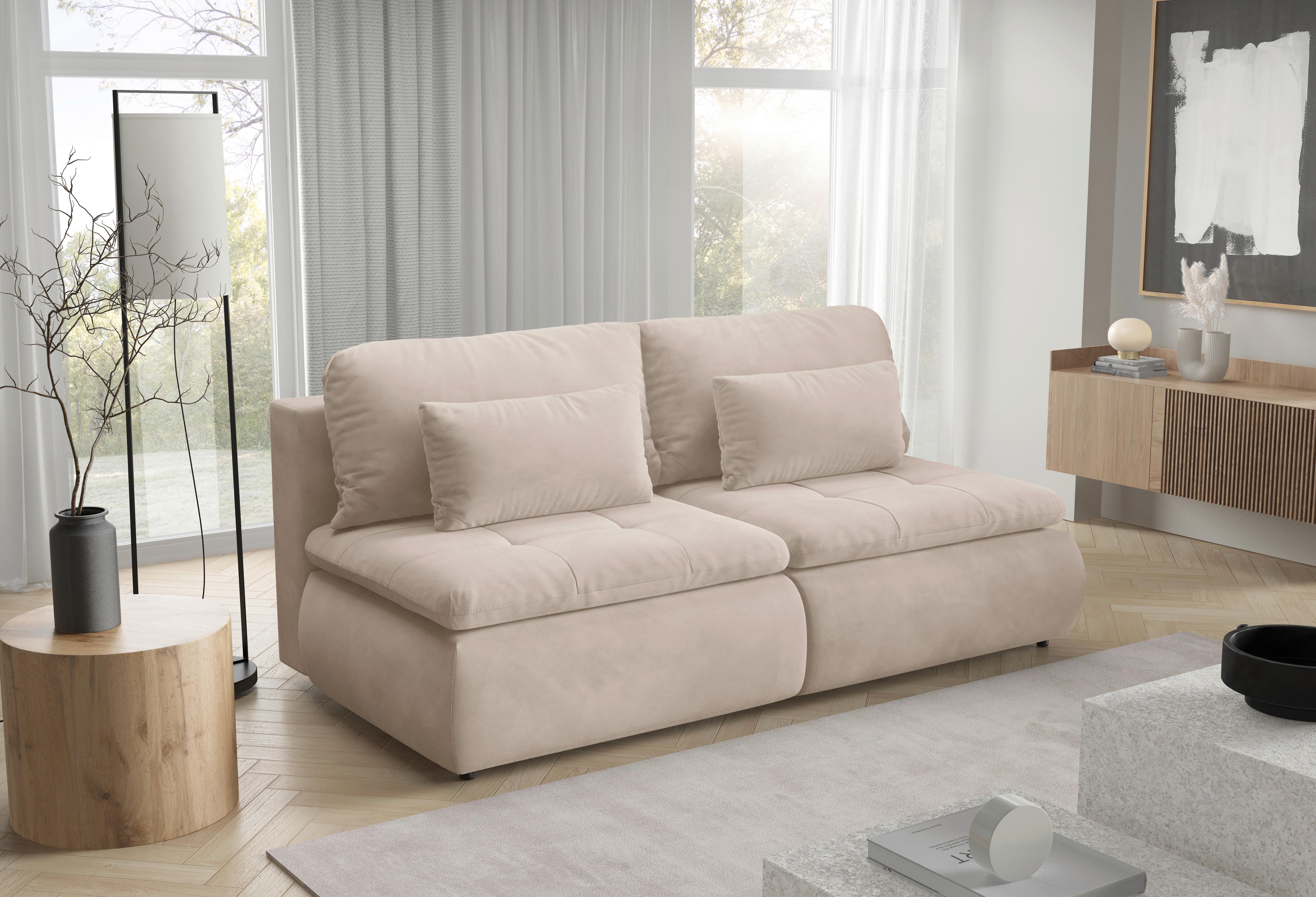 Schlafsofa Mystic Beige B: 220cm - Beige/Schwarz, Design, Textil (220/94/114cm) - Livetastic