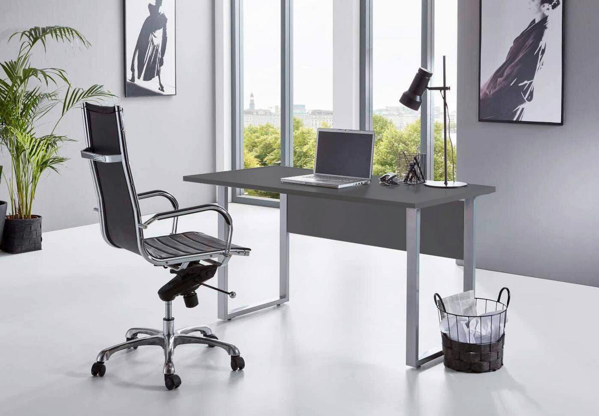 SCHREIBTISCH OFFICE EDITION - Anthrazit/Grau, MODERN, Holzwerkstoff/Metall (138/67/74cm) - MID.YOU