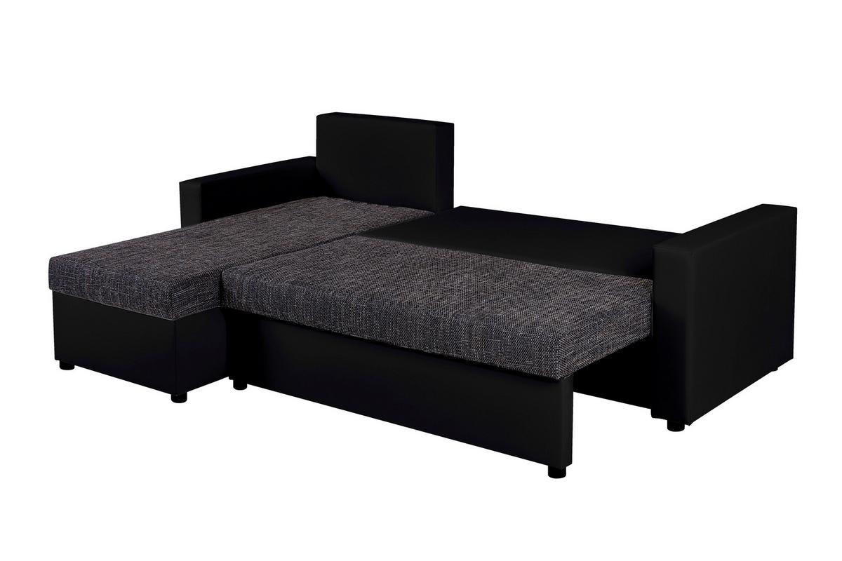 Univerzálna sedačka HIT, čierna umelá koža / čierna tk. - čierna, Design, kompozitné drevo/textil (147/228cm) - P & B