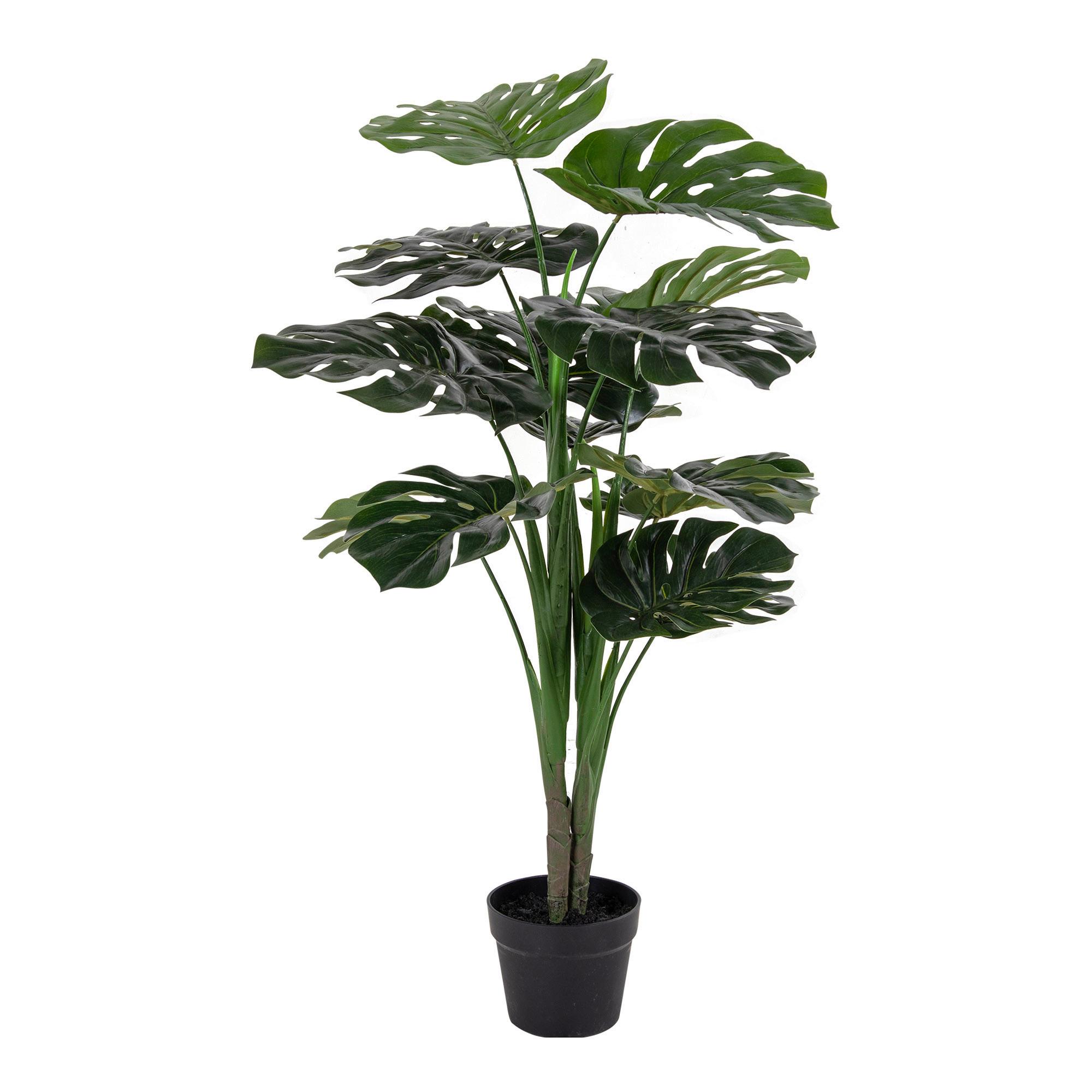 Kunstpflanze Monstera Grün Schwarz B: 18 Cm - Schwarz/Grün, Design (18/90/17cm)