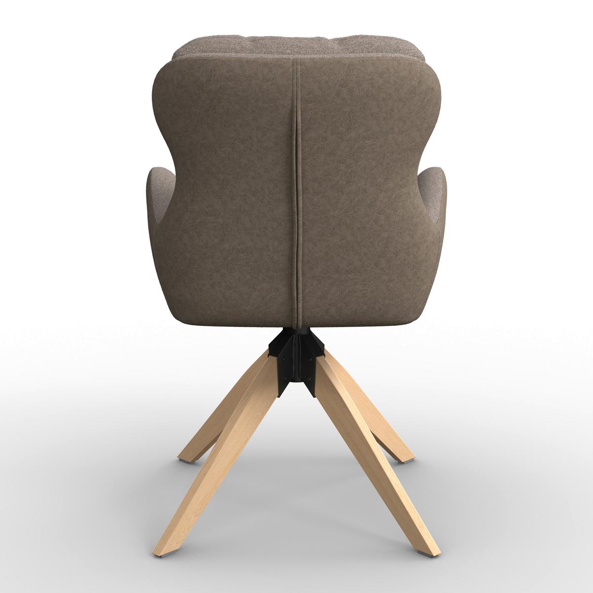 Židle s područkami Neelia, hnědá - přírodní barvy/hnědá, Moderní, kov/dřevo (59,5/93/69cm) - Bessagi Home