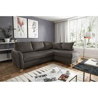 Ecksofa Compact Dunkelbraun B: 227x168 cm - Dunkelbraun/Buchefarben, Design, Leder/Textil (227/168cm) - Livetastic
