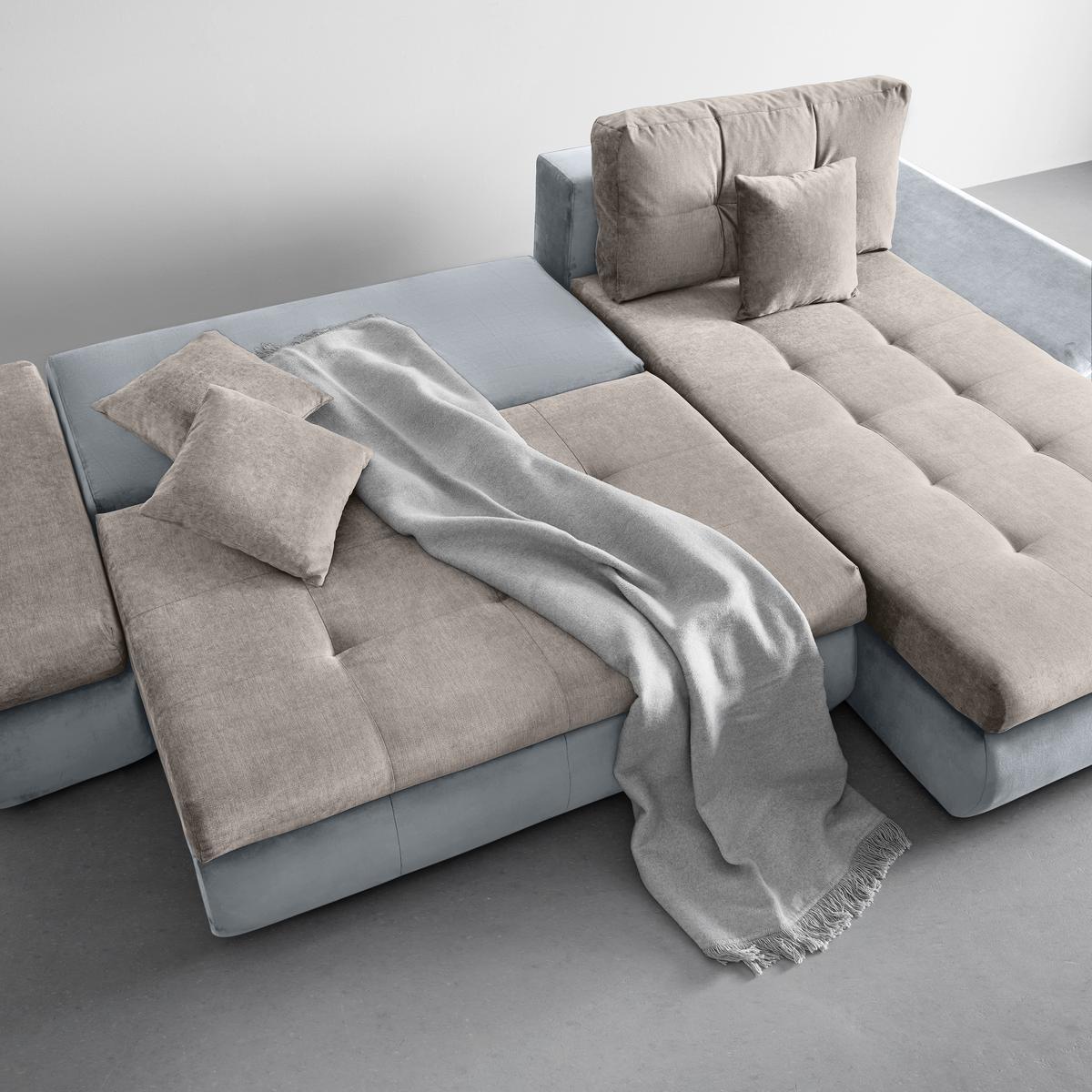 Rohová sedačka ENRICO, obojstranná, strieborná - čierna/chrómová, Konventionell, kov/textil (303/88/185cm) - Based