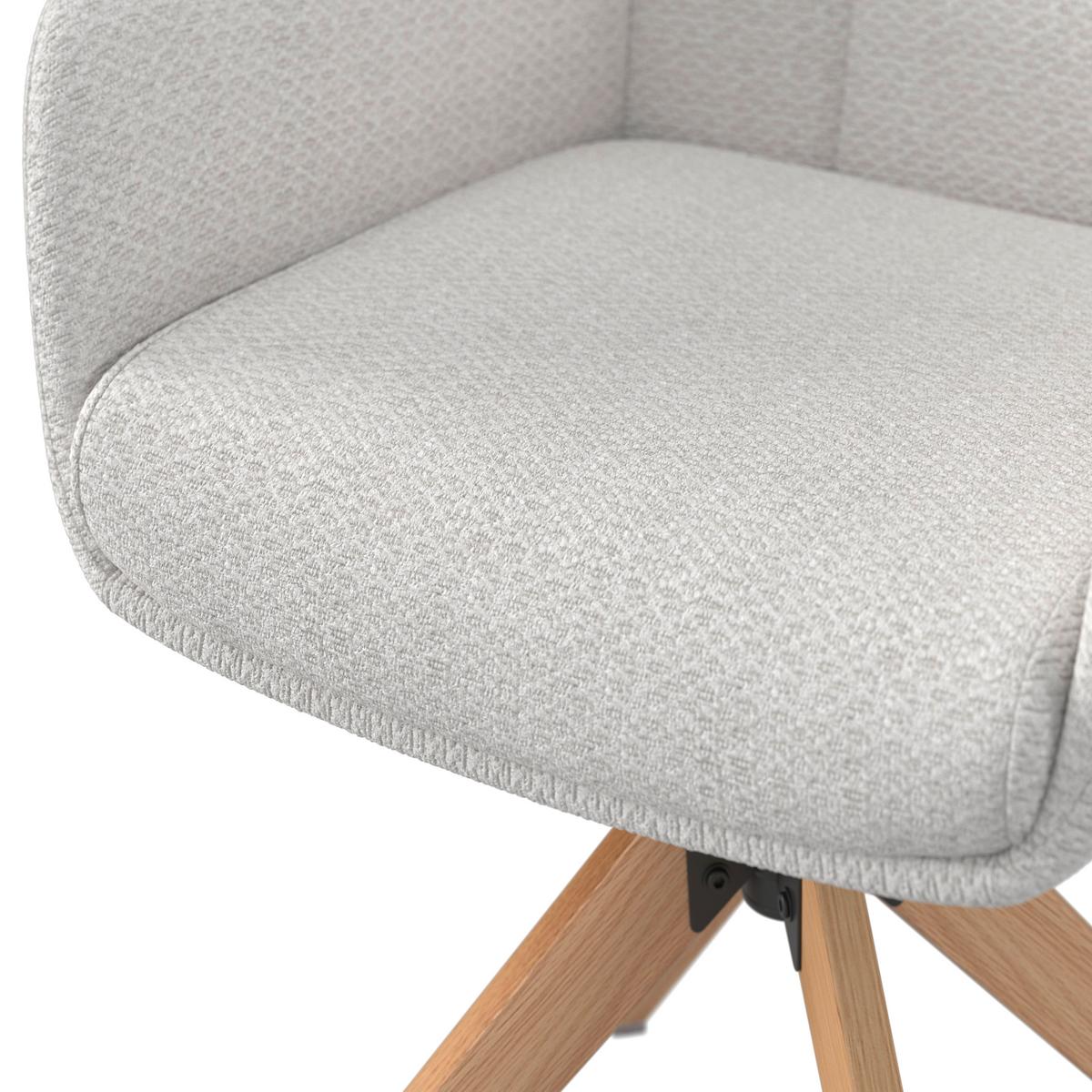 Stolička s podrúčkami MAILO - prírodná farba/svetlosivá, Modern, kov/drevo (56/92/62cm) - Bessagi Home