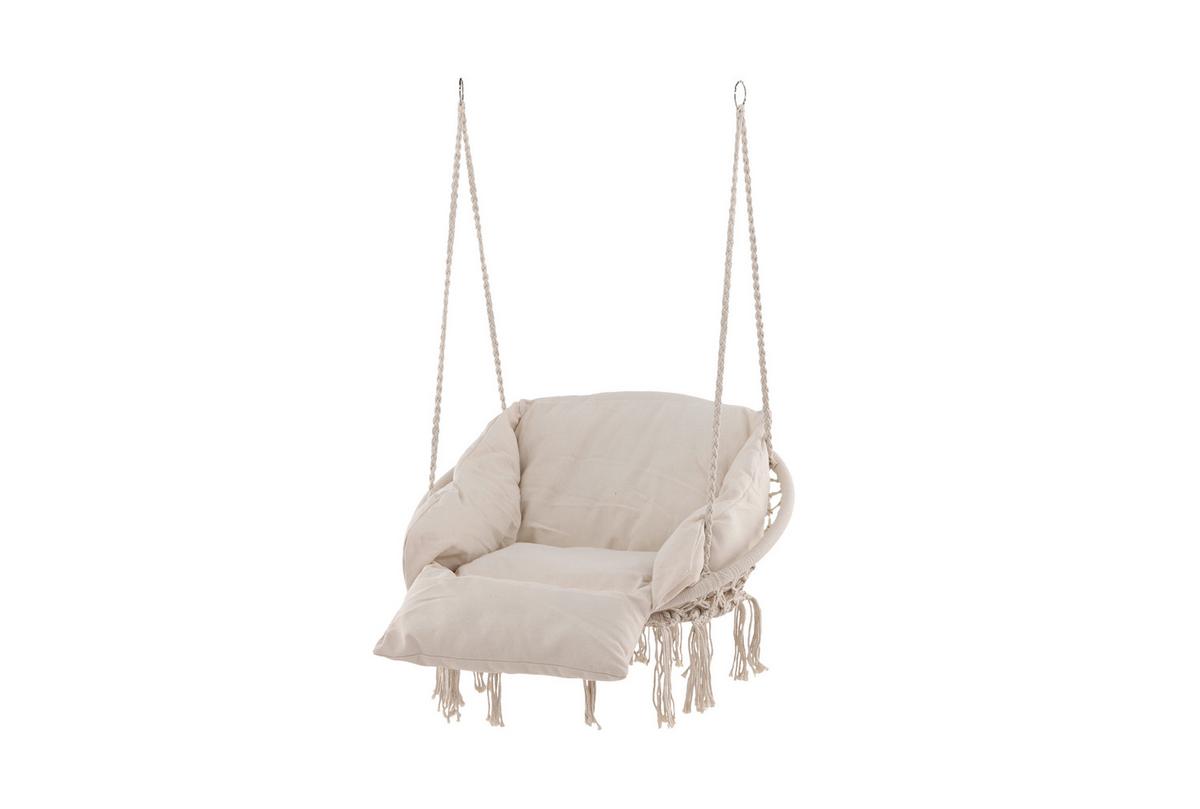 Hängesessel Hamtic mit Sitz- und Rückenkissen - Weiß, KONVENTIONELL (80/90/60cm) - Gardenson