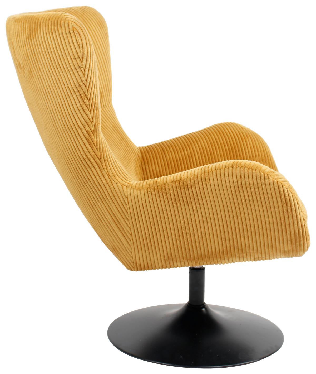 Kreslo Shiba otočné žltý menčester - čierna/žltá, Modern, kov/textil (76/99/87cm) - Mömax