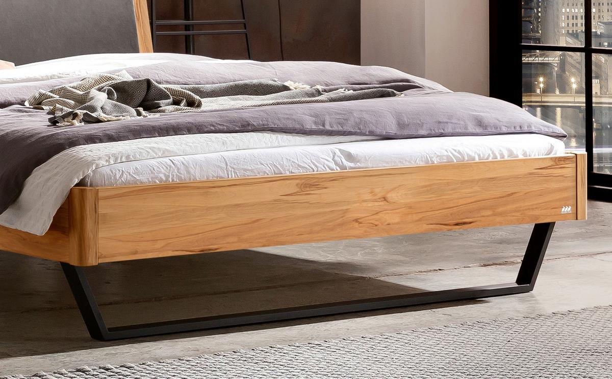 Bett Marola Buchefarben 140x200 Cm - Dunkelgrau/Anthrazit, MODERN, Holz/Textil (140/200cm) - Hasena