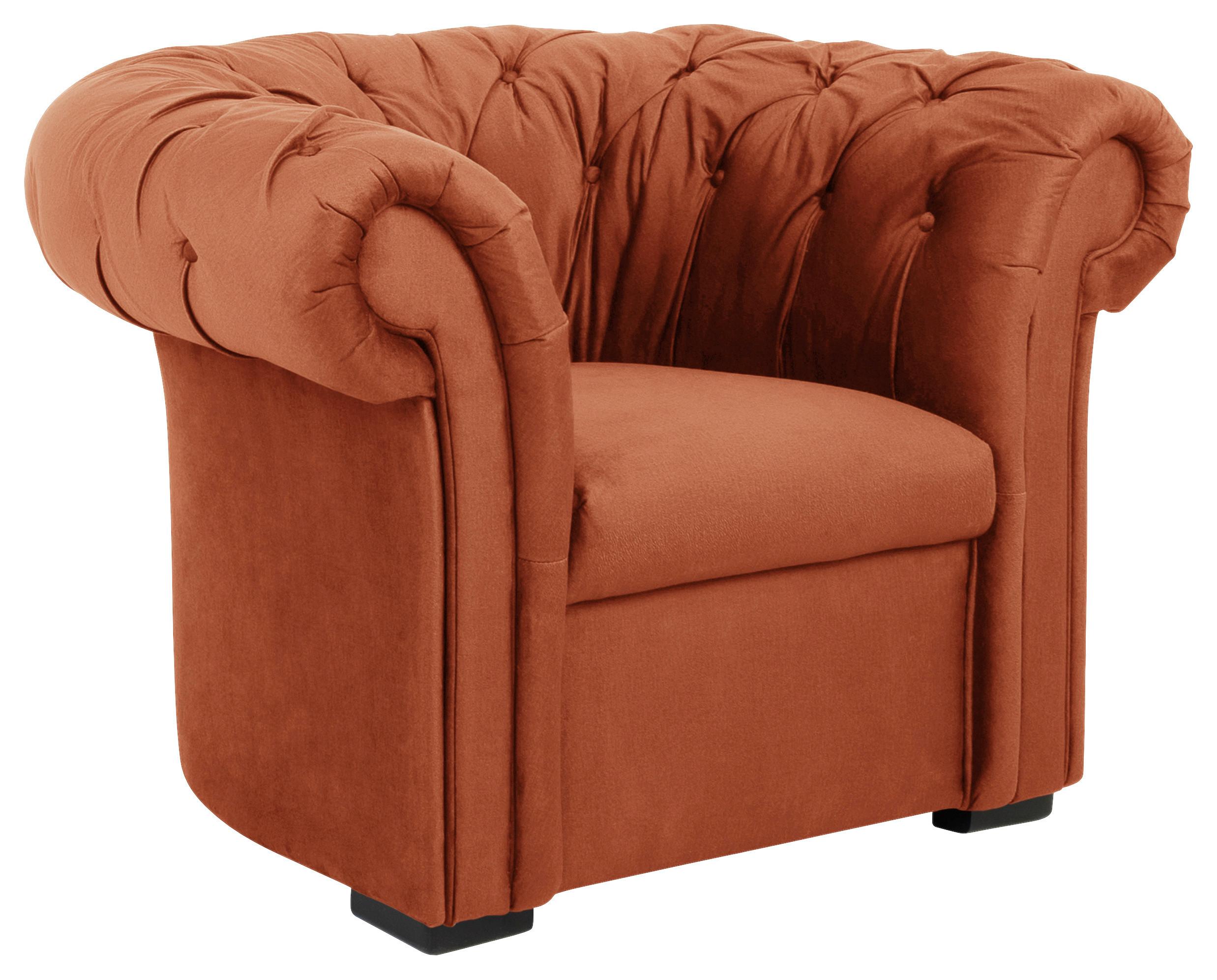 CHESTERFIELD-SESSEL CUPIDO - Rostfarben/Schwarz, Design, Textil (114/78/91cm) - MID.YOU