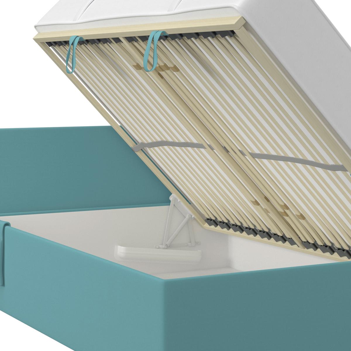 Polsterbett Remi - Türkis/Chromfarben, MODERN, Holz/Textil (120/200cm)