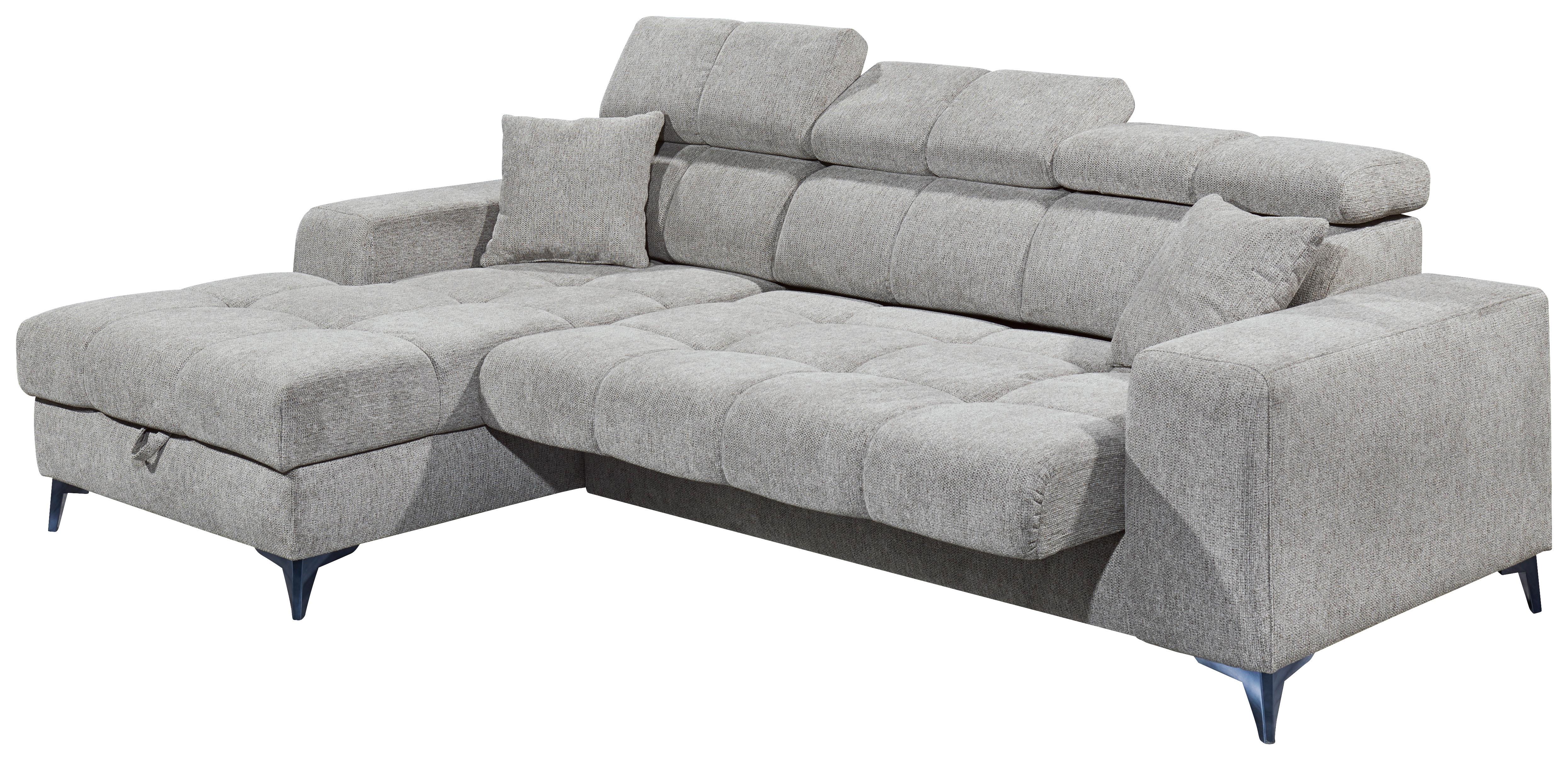 Ecksofa Mit Bettkasten Sydney Hellgrau 172x268 Cm - Hellgrau/Schwarz, KONVENTIONELL, Textil (172/268cm) - MID.YOU