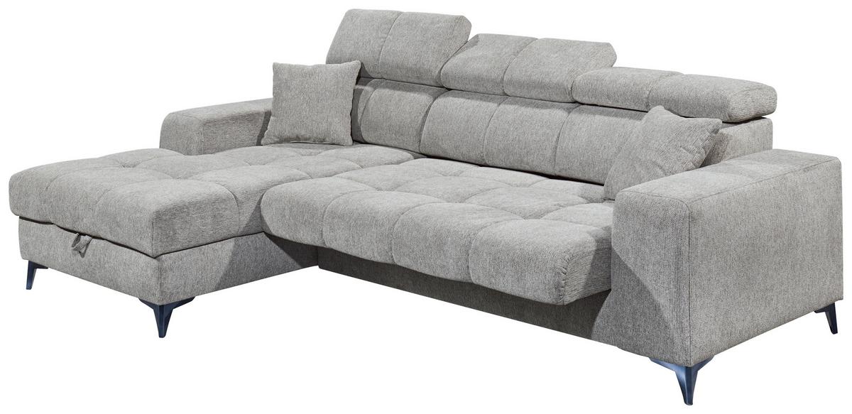 Ecksofa Mit Bettkasten Sydney Hellgrau 172x268 Cm - Hellgrau/Schwarz, KONVENTIONELL, Textil (172/268cm) - MID.YOU