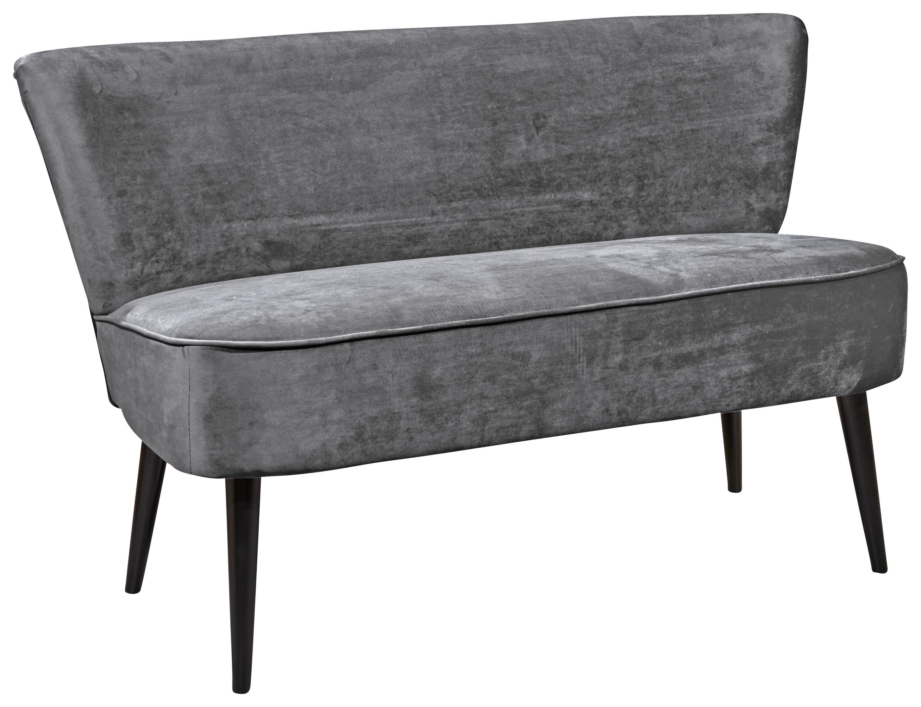 Sitzbank mit Lehne Gepolstert Samt Grau Lord B: 179 cm - Schwarz/Grau, Trend, Holzwerkstoff/Textil (179/83/75cm) - MID.YOU