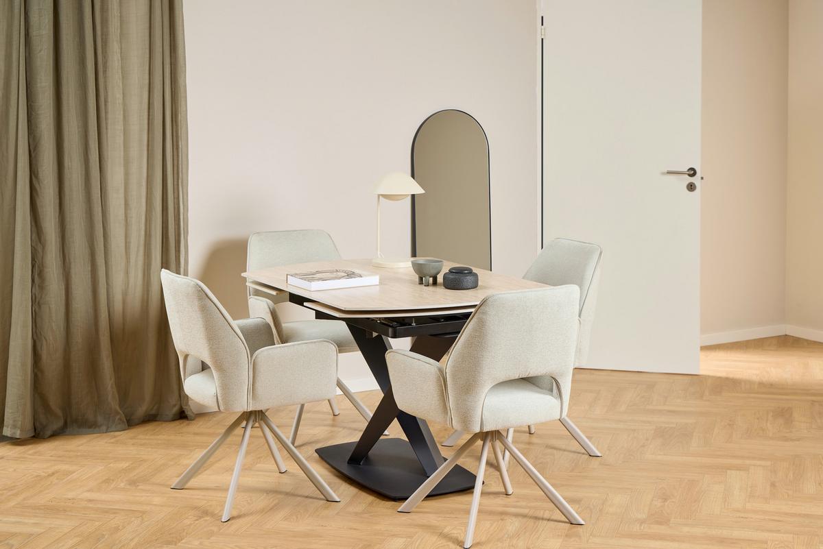 ŽIDLE S PODRUČKAMI GRAHAM - šedá/béžová, Design, kov/textil (60/85/63cm) - Ambia Home
