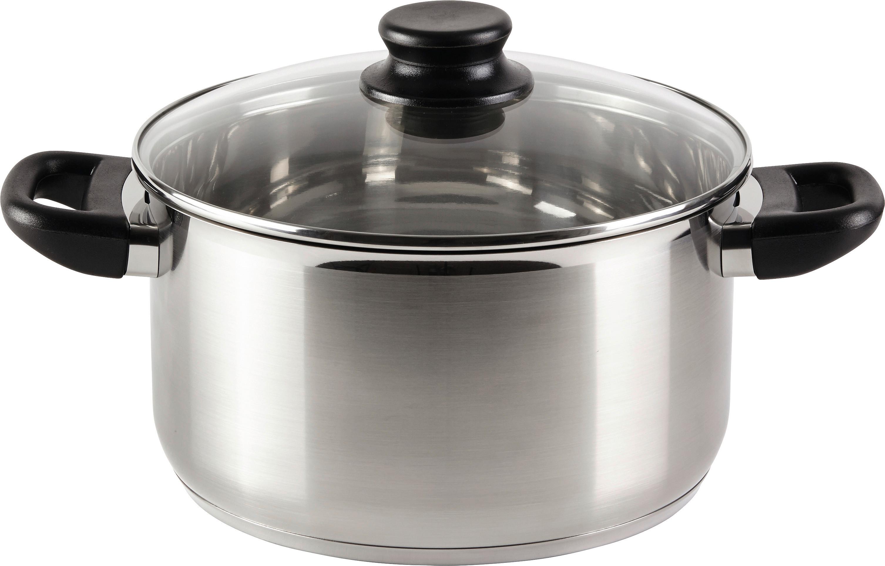 Kochtopf Anka 5 Liter Edelstahl, mit Deckel - Edelstahlfarben/Schwarz, KONVENTIONELL, Glas/Kunststoff (24/13,5cm) - Luca Bessoni