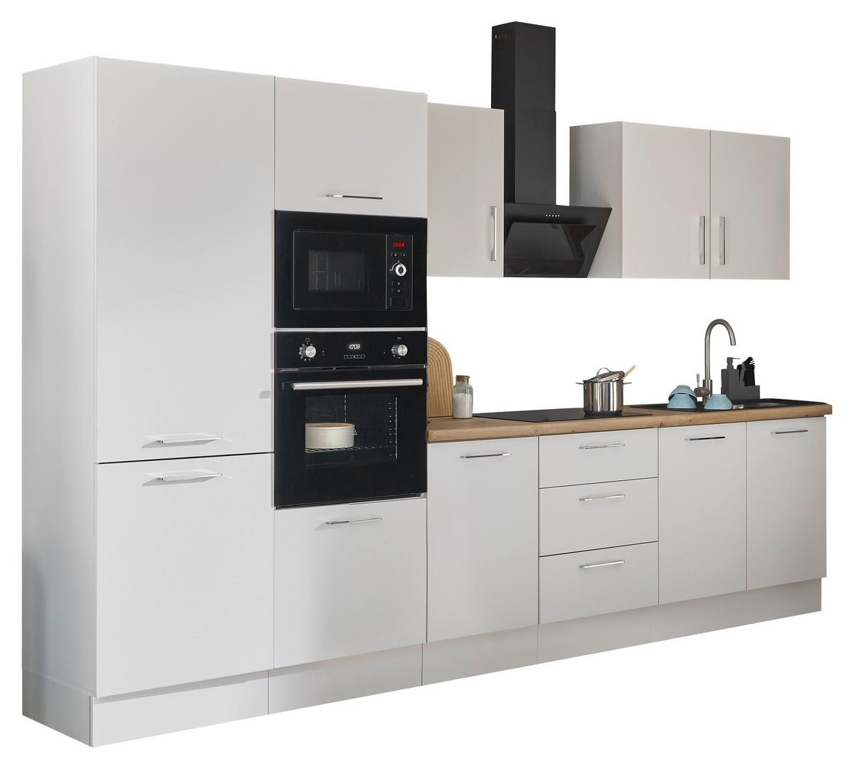 Küchenblock Turin Weiß/Eiche Dekor B: 330 cm - Weiß/Eiche Artisan, Basics, Holzwerkstoff (330cm) - MID.YOU