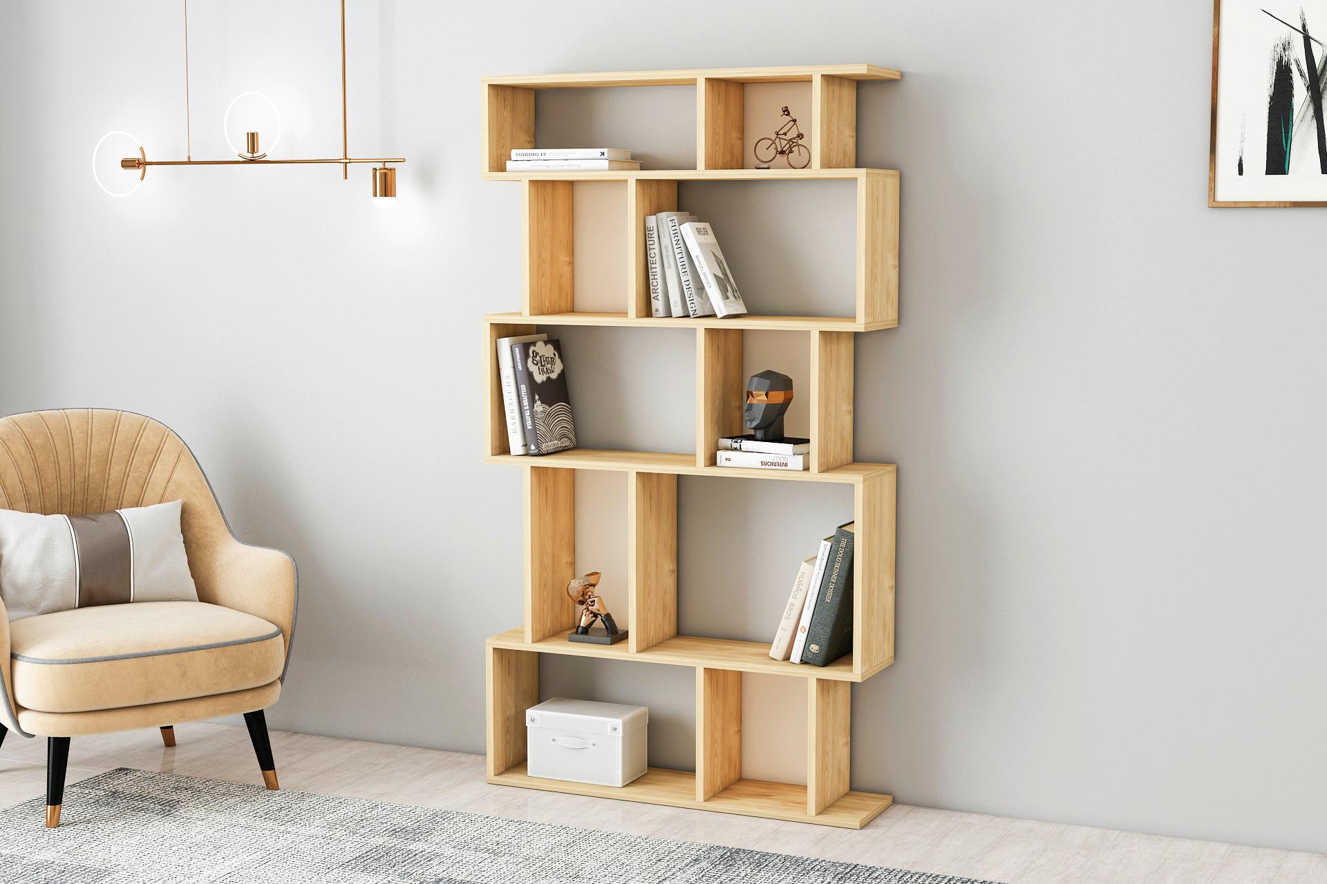 Regal Eros Wide Standregal - Eichefarben, Design, Holzwerkstoff (90/160/22cm) - Livetastic