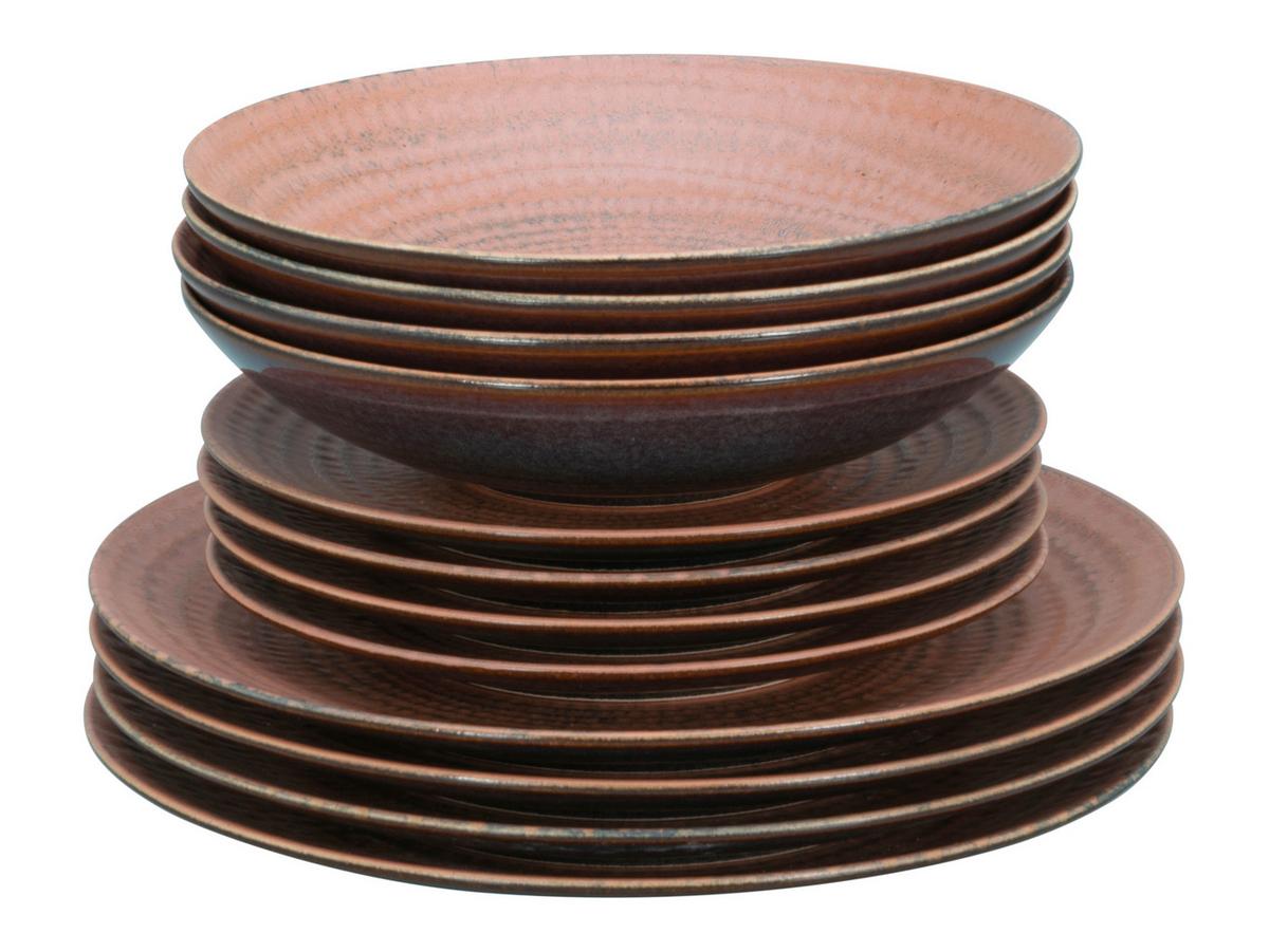 Tafelservice Neapel 12-Teilig Steinzeug, Braun, 4 Personen - Terracotta/Braun, Basics, Keramik - Creatable
