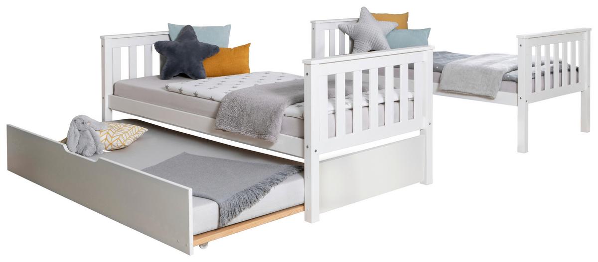 Etagenbett Sammy Weiß Kiefer Massiv 90 Cm M. Bettkasten - Weiß, MODERN, Holz (90/200cm) - MID.YOU