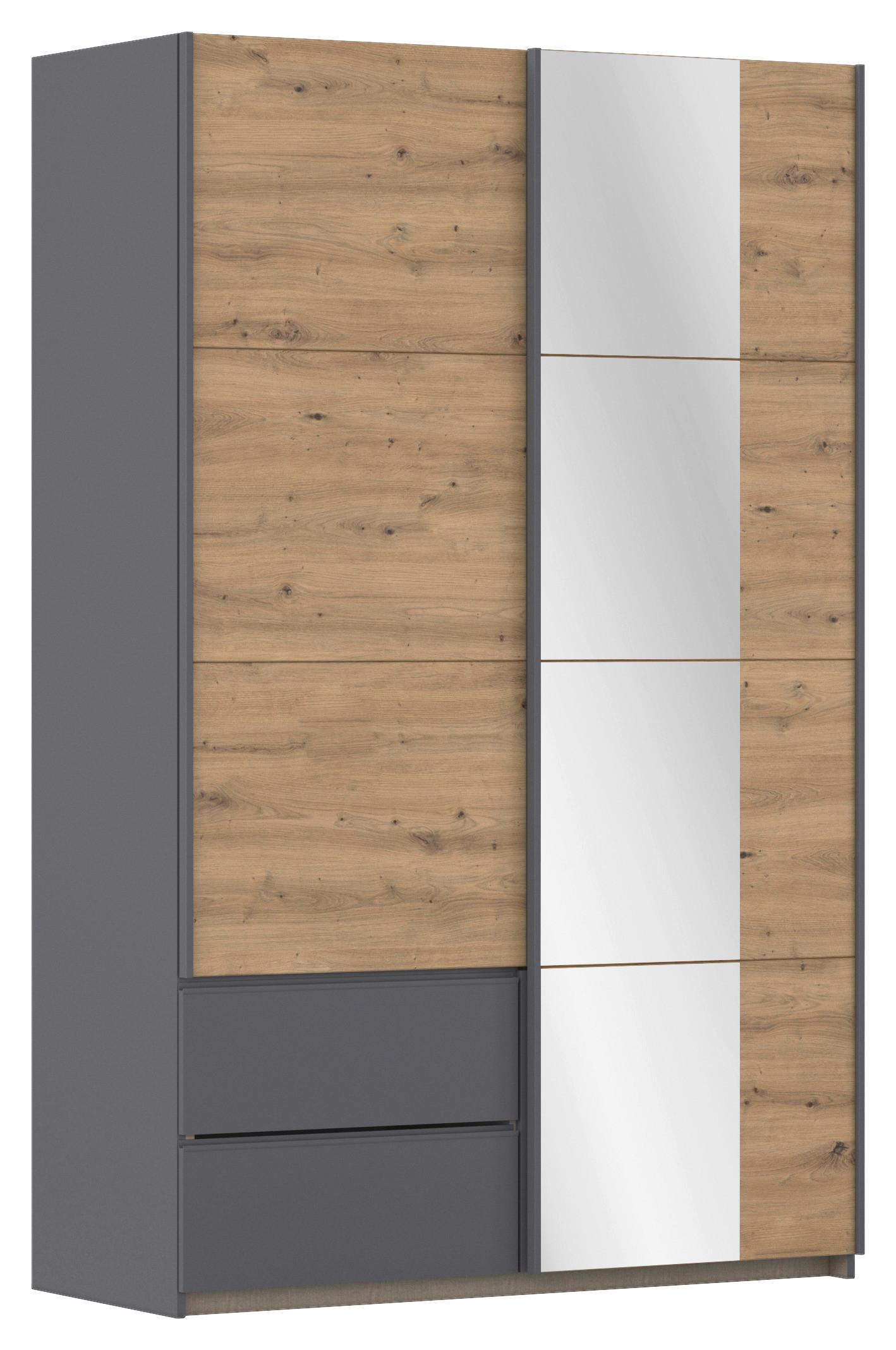 Schwebetürenschrank Stoke Grau Eiche Artisan Dekor - Eiche Artisan/Grau, MODERN, Holzwerkstoff (131/210/59cm) - Rauch Möbel