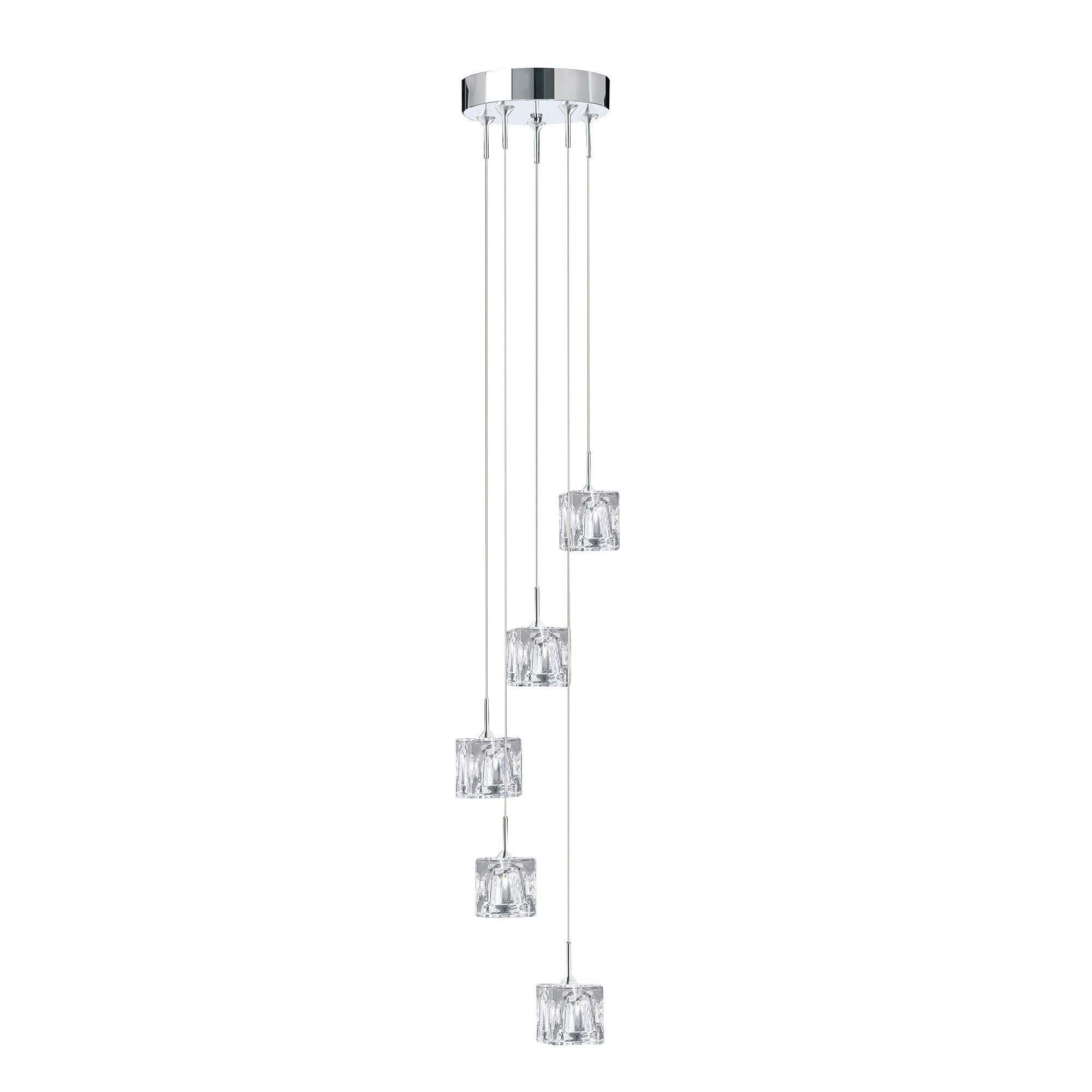 LED-Hängeleuchte Ice Cube 6775-5-Led - Chromfarben, Design, Glas/Metall (18/116cm)