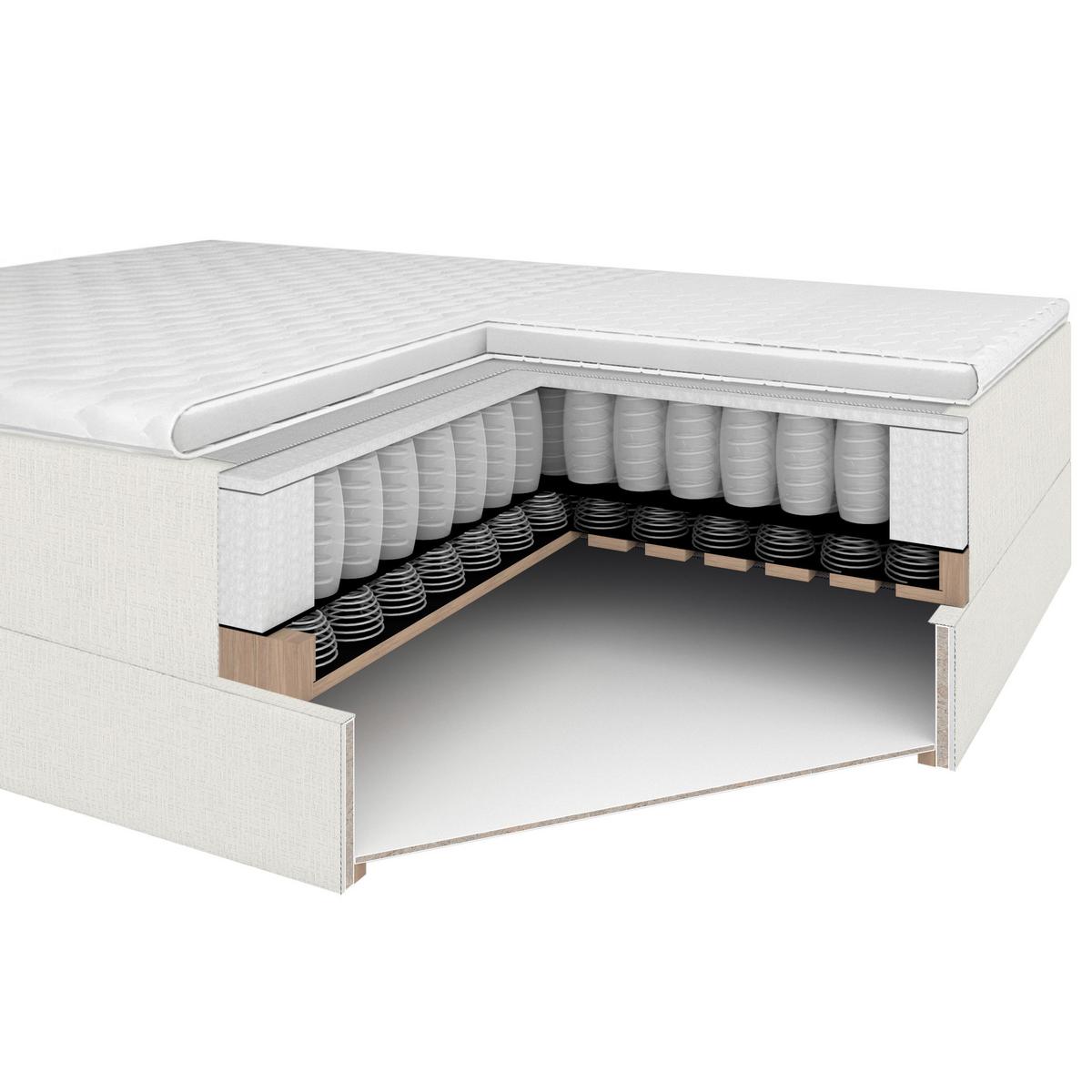 Boxspringová postel IMOLA 180x200, krémová - černá/krémová, Moderní, dřevo/textil (160/200cm) - Bessagi Home