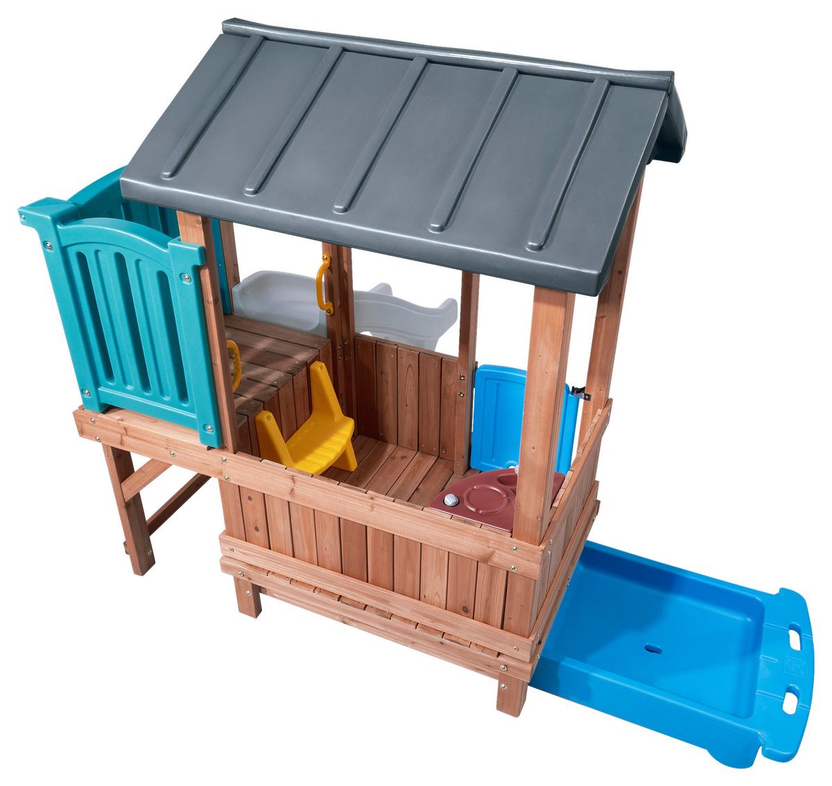 Spielhaus 4906kr - Blau/Braun, KONVENTIONELL, Holz/Kunststoff (165,7/185/214cm) - Ambia Garden