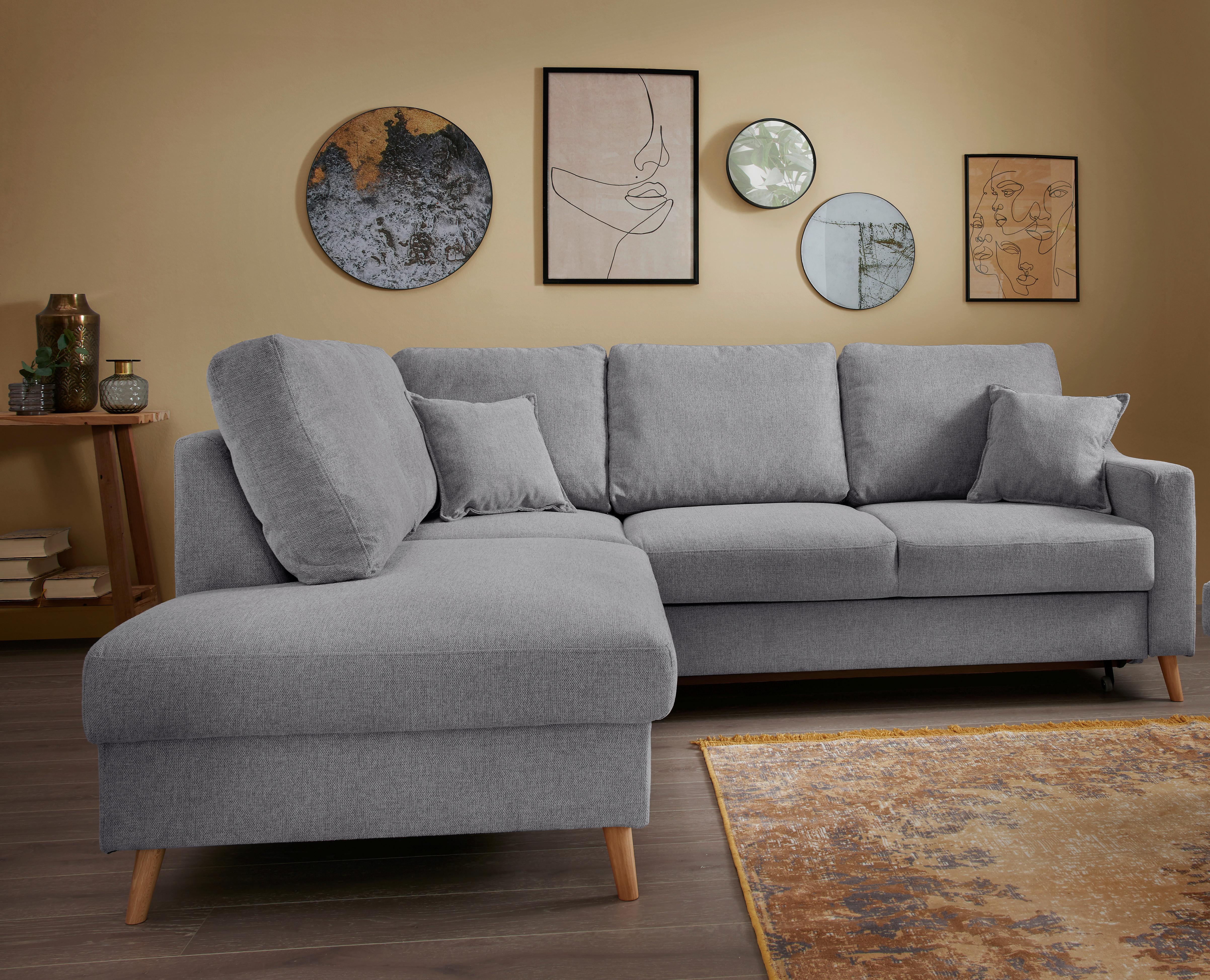 Ecksofa Valentina Dunkelgrau S: 200x230 Cm - Dunkelgrau/Naturfarben, KONVENTIONELL, Textil (200/230cm) - Livetastic
