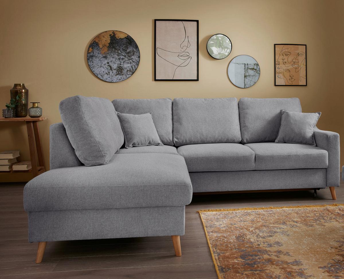 Ecksofa Valentina Dunkelgrau S: 200x230 Cm - Dunkelgrau/Naturfarben, KONVENTIONELL, Textil (200/230cm) - Livetastic