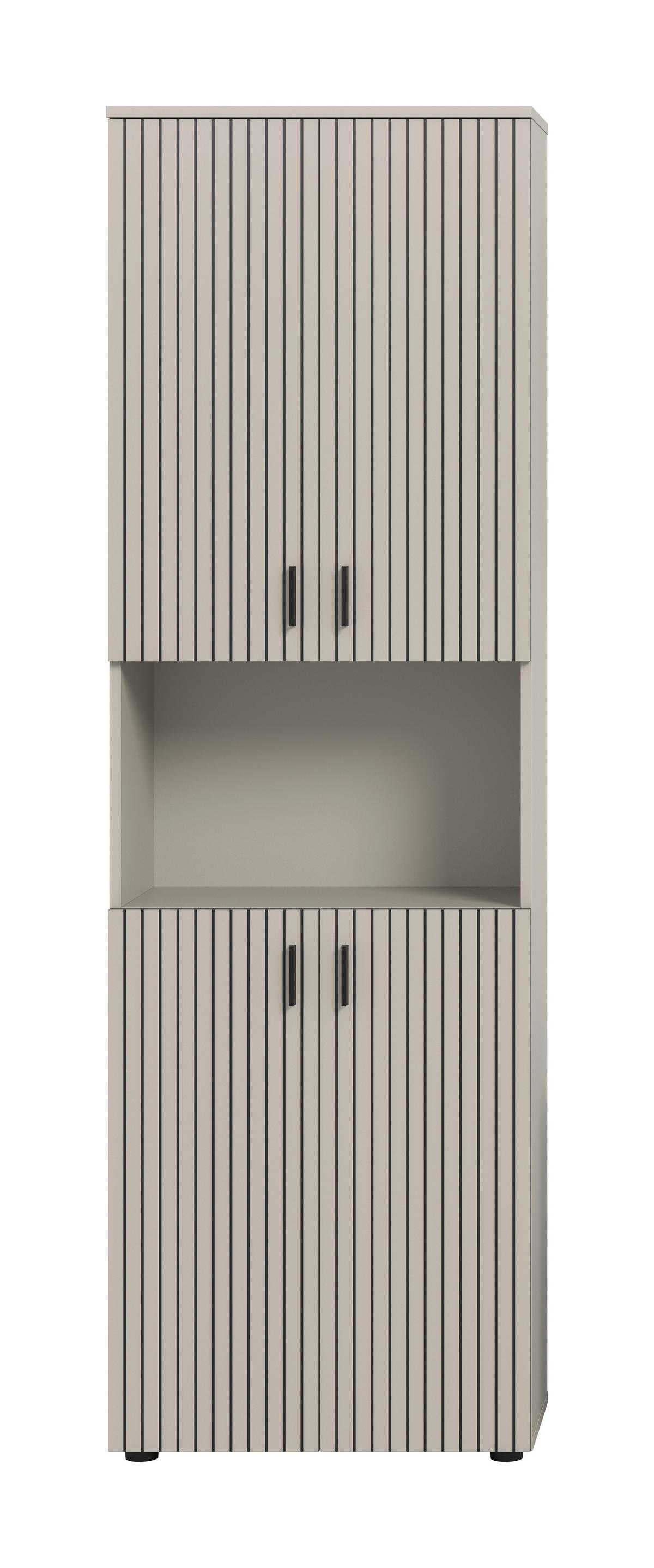 HOCHSCHRANK Mone Kaschmir B: 60cm - Kaschmir/Schwarz, Trend, Holzwerkstoff (60/192/30cm) - MID.YOU