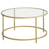 Beistelltisch mit Glasplatte Goldfarben - Klar/Goldfarben, Trend, Glas/Metall (84/84/45,5cm) - Boxxx