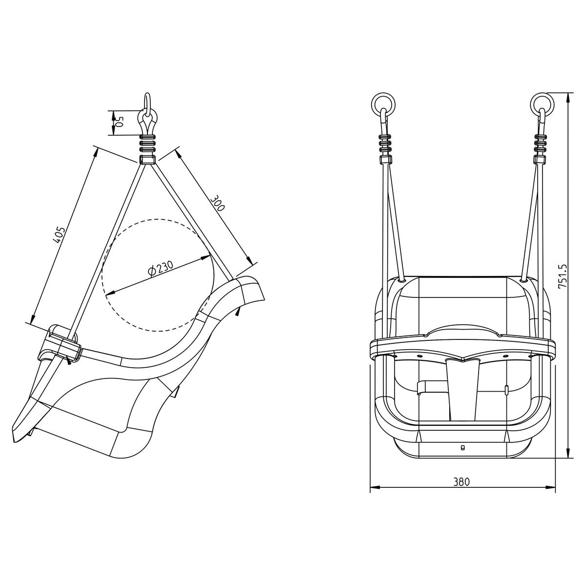 Schaukel A030.301.11 - Weiß/Grau, KONVENTIONELL, Holz/Kunststoff (120/134/103cm) - Ambia Garden