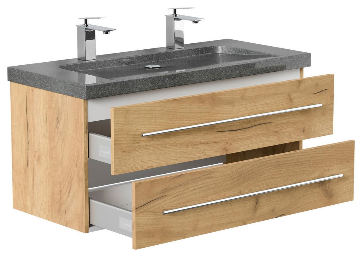 WASCHTISCHKOMBI Yamo, Eichefarben B: 100cm - Eichefarben, Basics, Holzwerkstoff/Stein (100cm) - MID.YOU